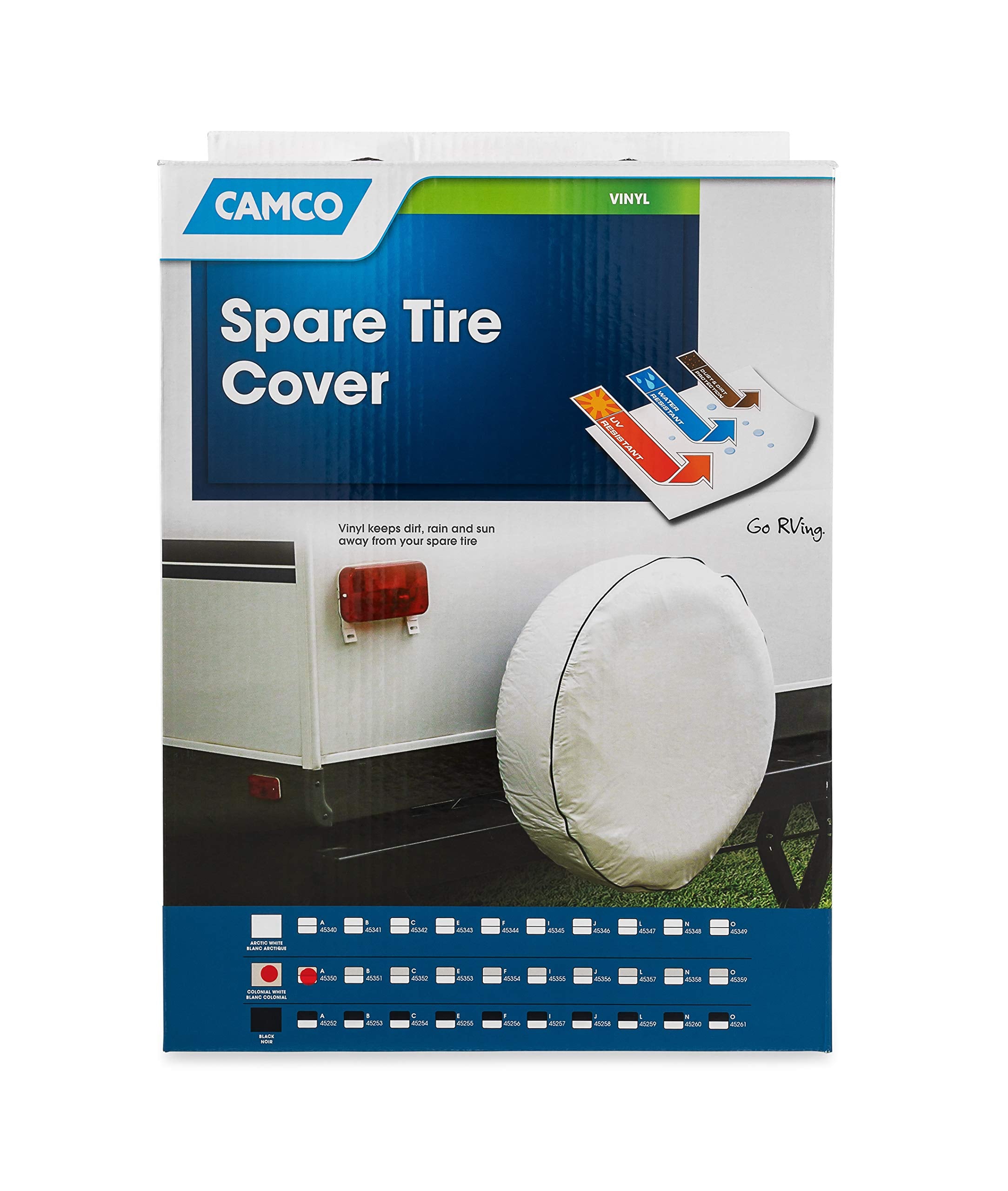Camco 45355 Vinyl Spare Tire Cover (28 Inches, Off-White)