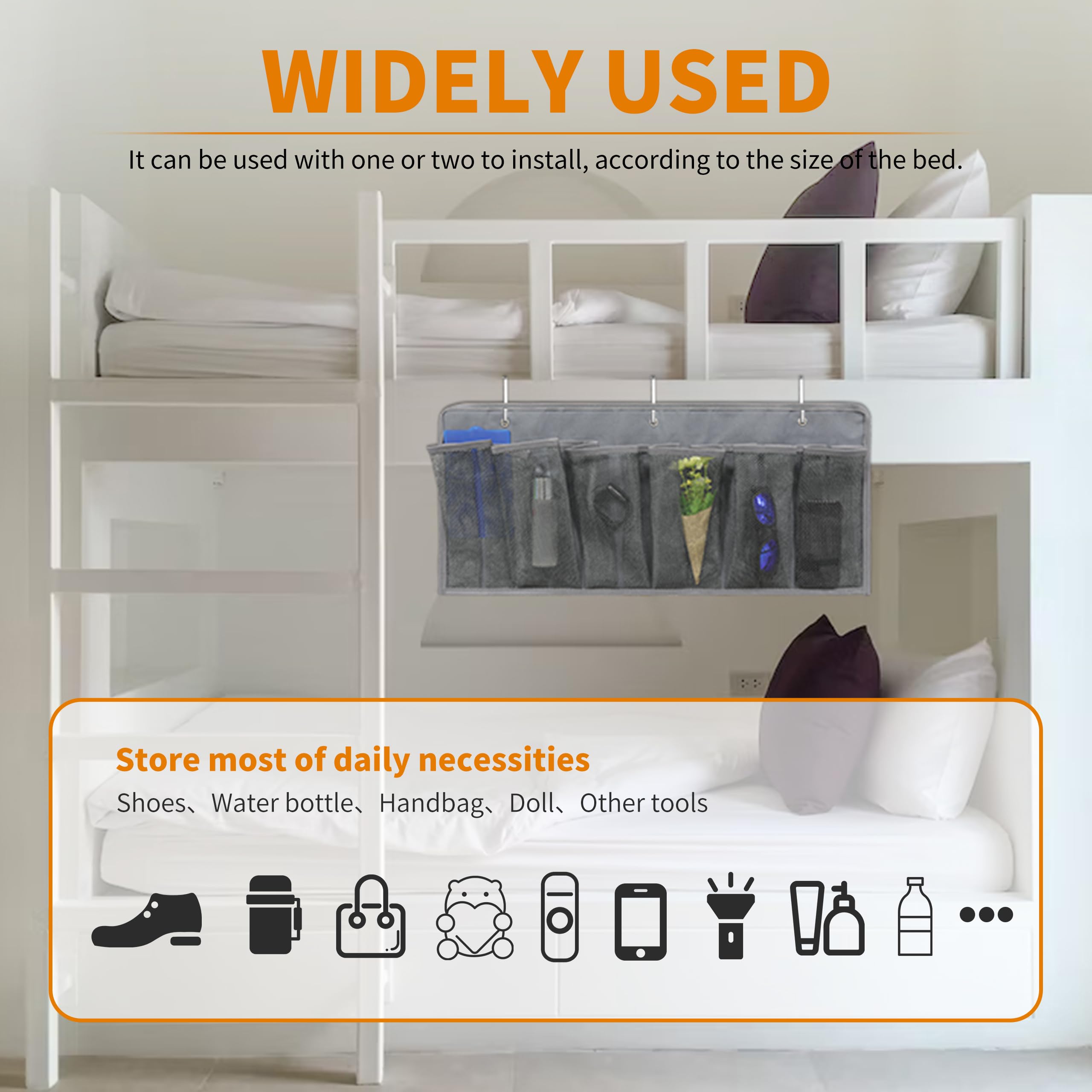 Rvzone Rv Shoe Pockets 6 Large Pockets Heavy Hanging Bedside Storage Organizer With Sturdy Hooks Storage Pockets Hangs On Bed Fo