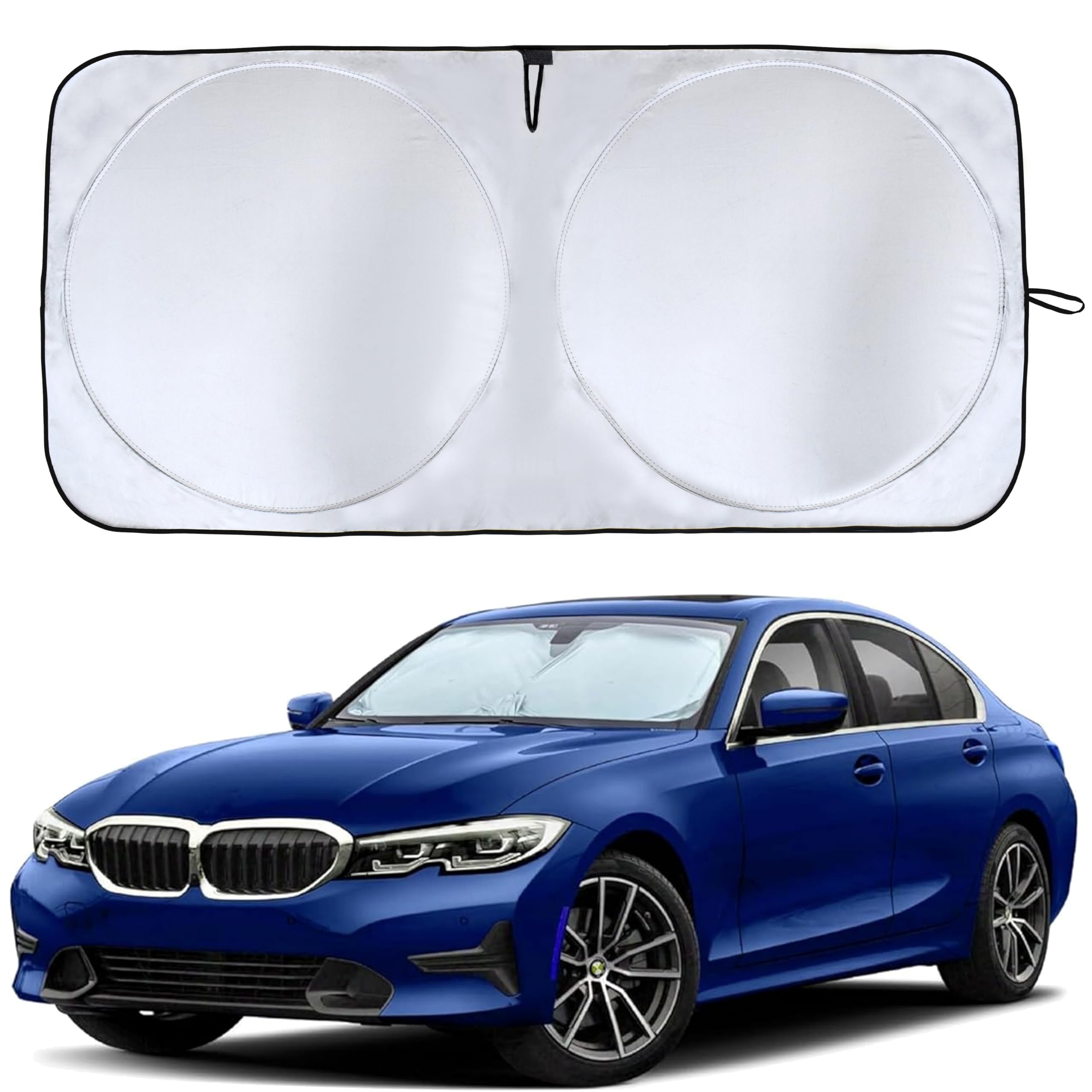 Econour Car Windshield Sun Shade With Mirror Cut | Sunshade For Car Windshield For Sun,Heat,Uv Rays, 240T Polyester Windshield S