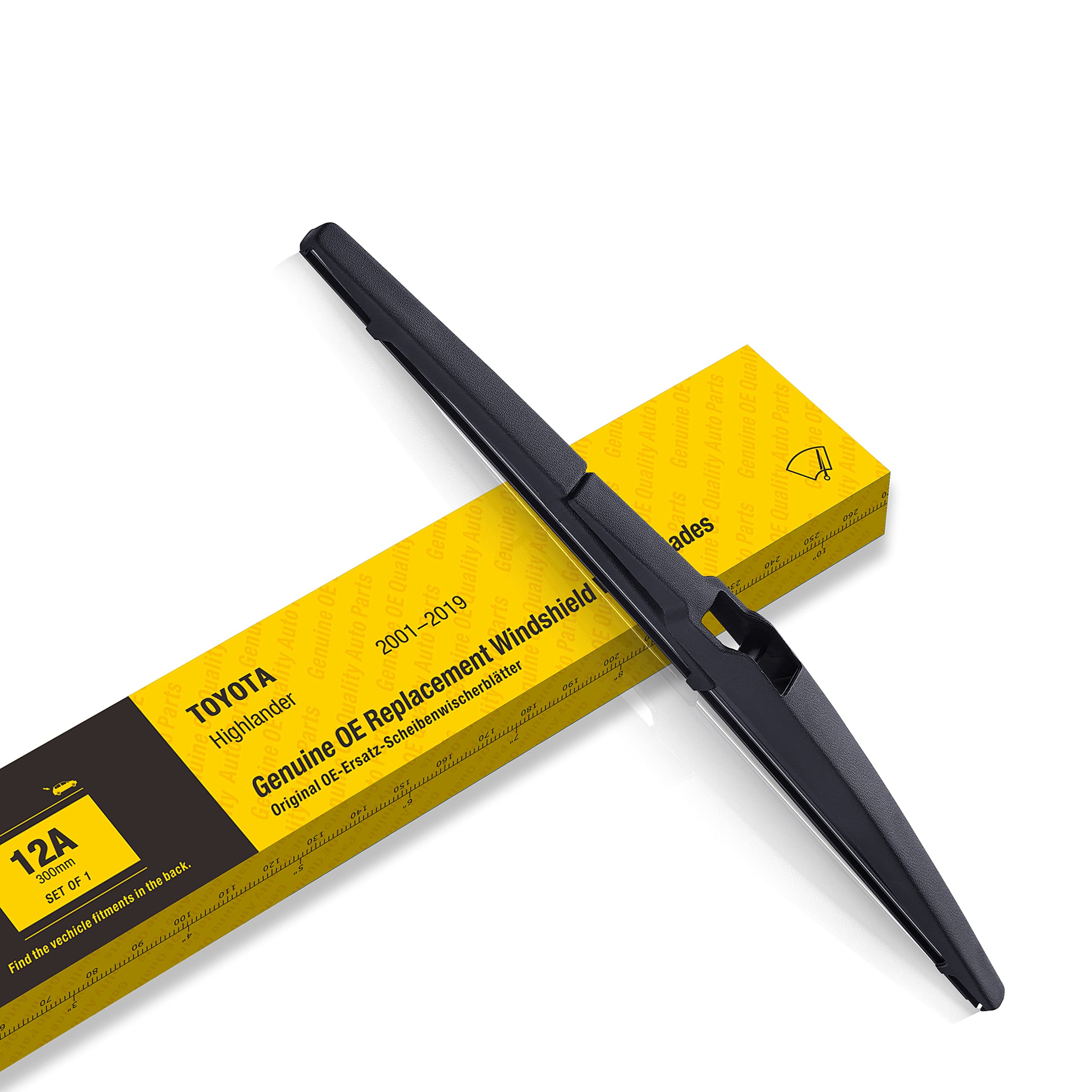 Raidbee Rear Wiper Blade 12 Inch, Automotive Replacement For Toyota Highlander 2001-2019 Back Windshield Wiper Blades(12-A)