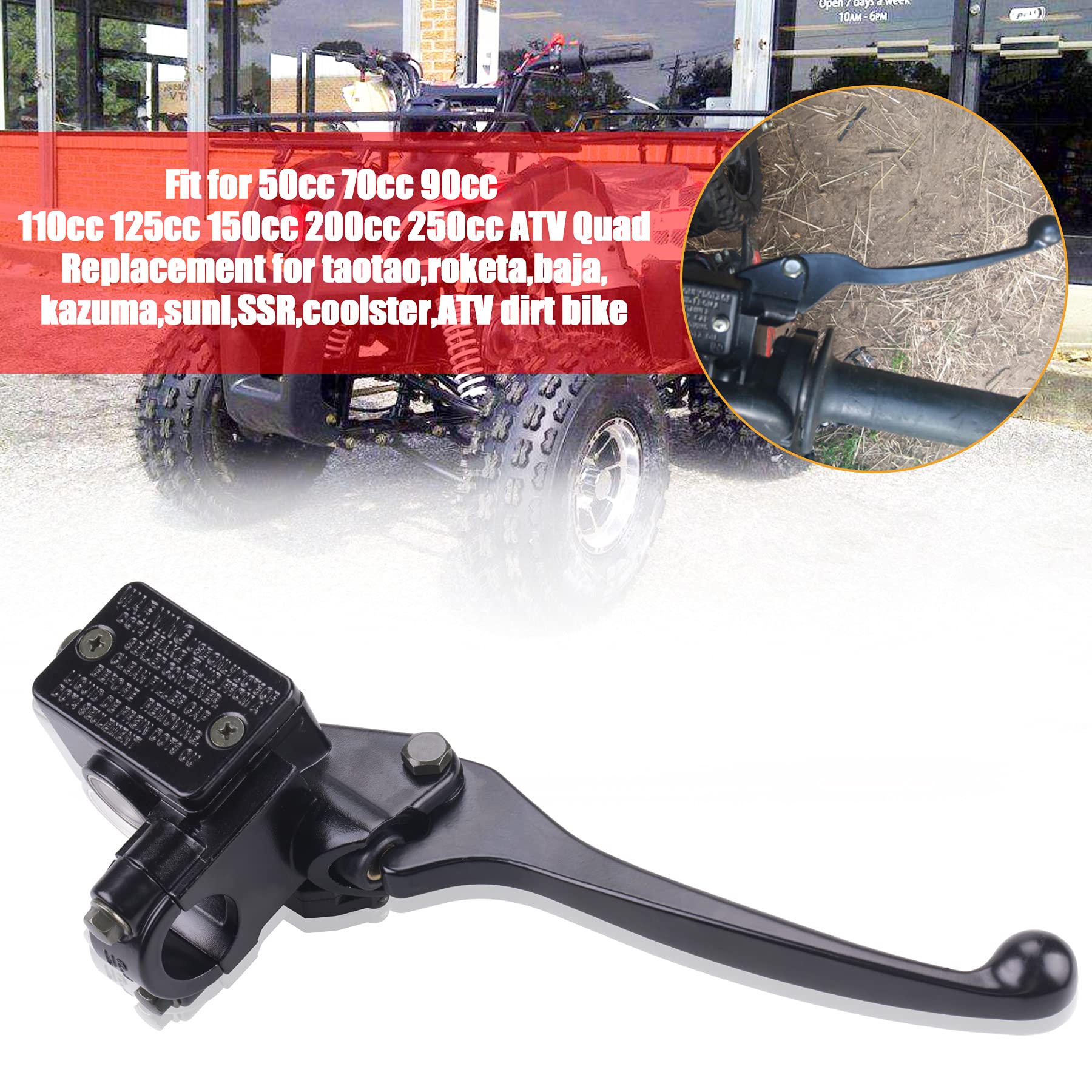 Mwmnun Right Brake Master Cylinder Brake Lever For Taotao Sunl 50Cc 110Cc 125Cc Polaris Outlaw 525 Roketa Taotao Kazuma Eton Baja Honda 250R Atv Atc 4 Wheeler Dirt Bike Parts