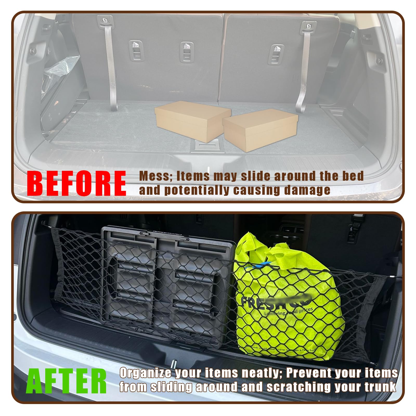 Muslogy For Pilot 2023 2024 2025 Rear Trunk Cargo Net Stretchable Organizer Elastic Mesh Net Compatible With Honda Pilot 2023+ S