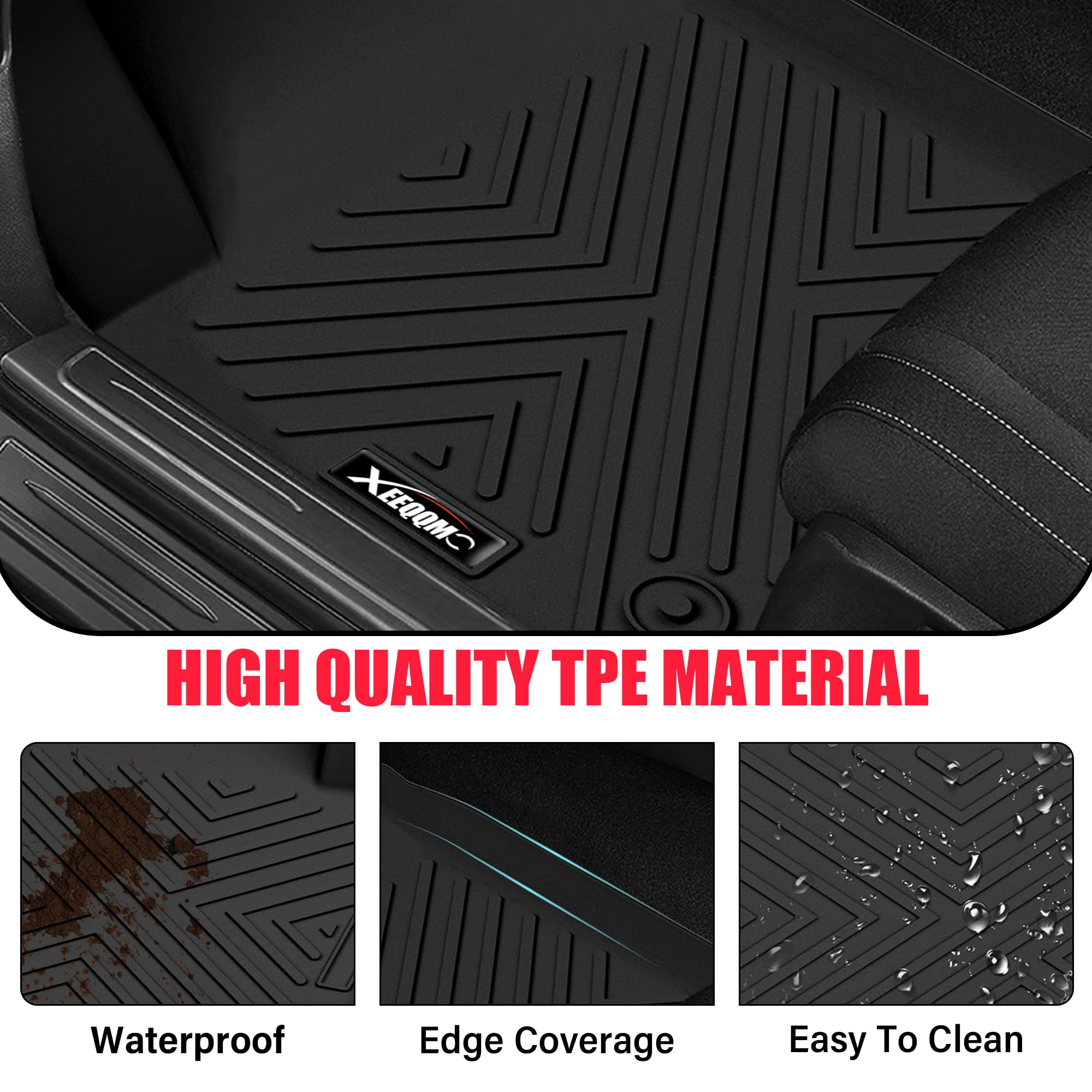 Floor Mats &Trunk Mat For 2017-2025 Jeep Compass With Backrest Mat All Weather Tpe Rubber Cargo Liner Back Seat Cover 3Rd Row Fo