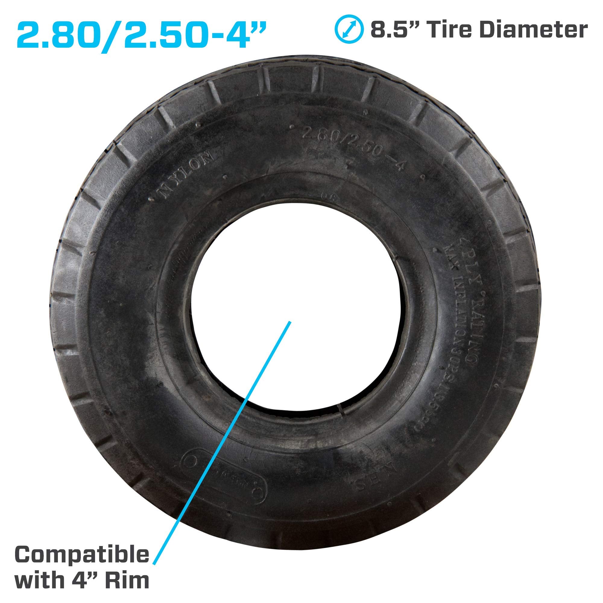 Marathon 2.80/2.50-4'' Pneumatic (Air Filled) Hand Truck / Utility Cart Tire And Inner Tube