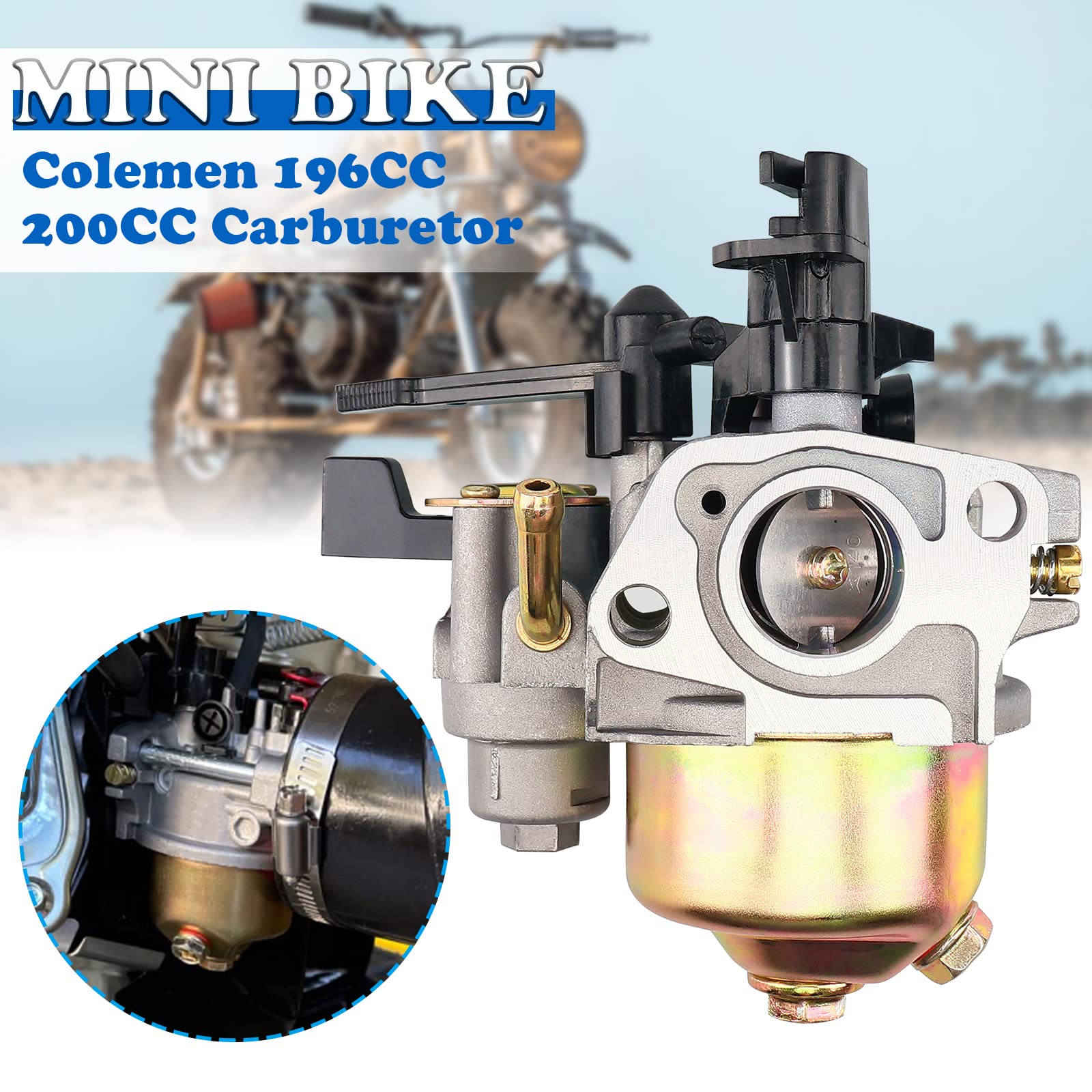Carburetor W/Main Jet Kit Upgraded Carb For Coleman Bt200X Ct200U Trail Ct200U-Ex Ct200U-Exr Mini Bikes Go-Kart Baja Warrior Mb1