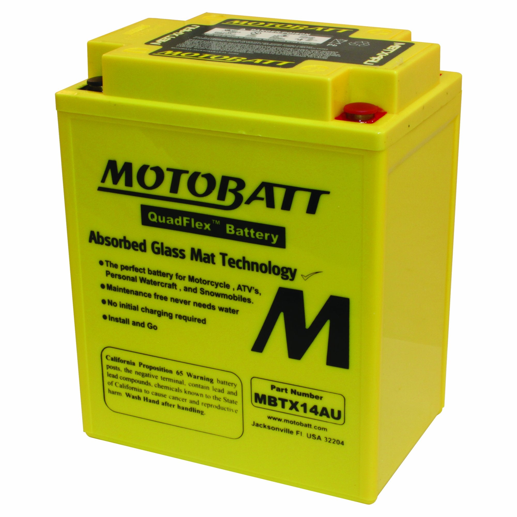 Motobatt Mbtx14Au (12V 16.5 Amp) 190Cca Factory Activated Quadflex Agm Battery