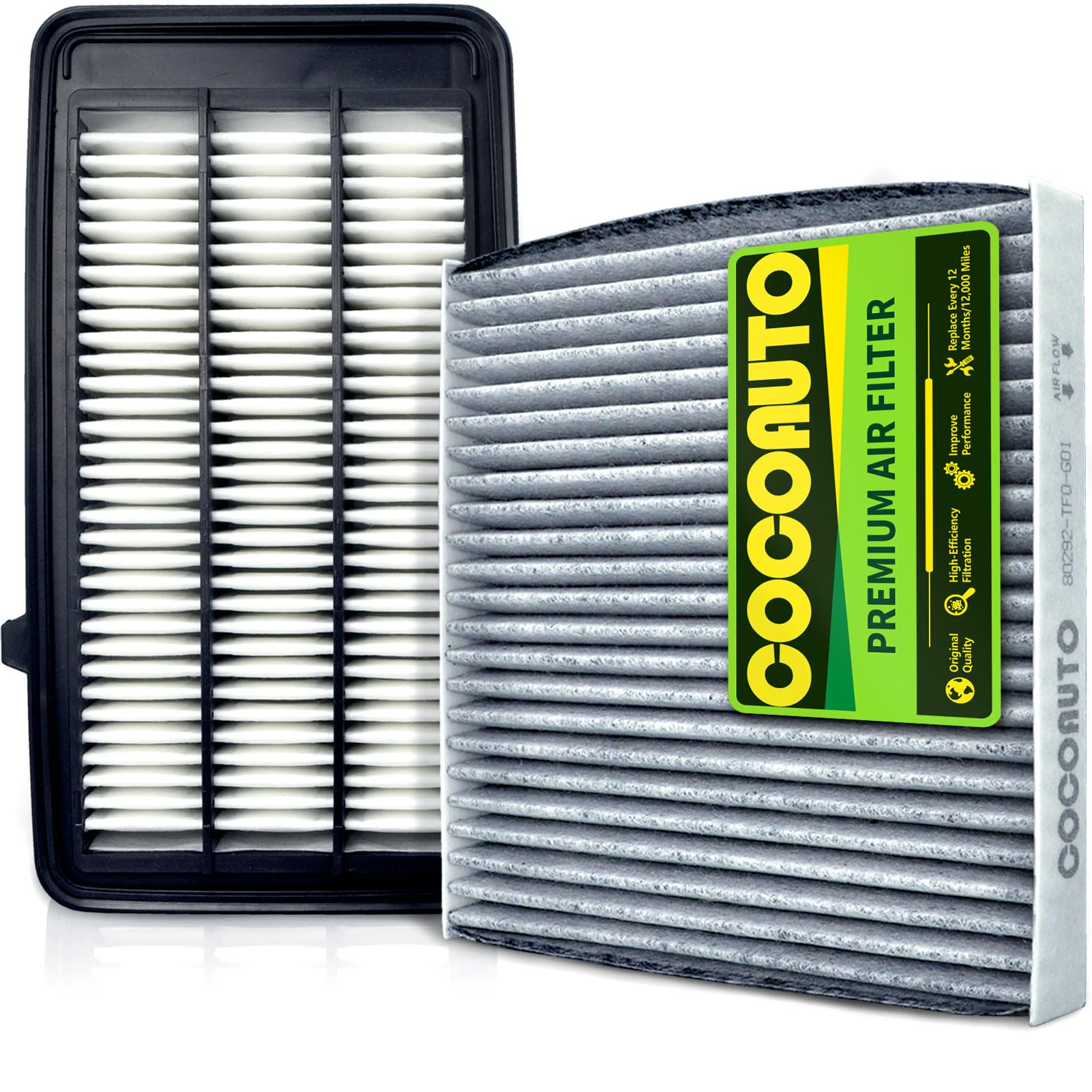 COCOAUTO Engine &Cabin Air Filter Kit for Honda CRV 2017-2021 1.5L L4 Only, Civic 2016-2021 1.5L, Replace 172205AAA00, XA10498, 