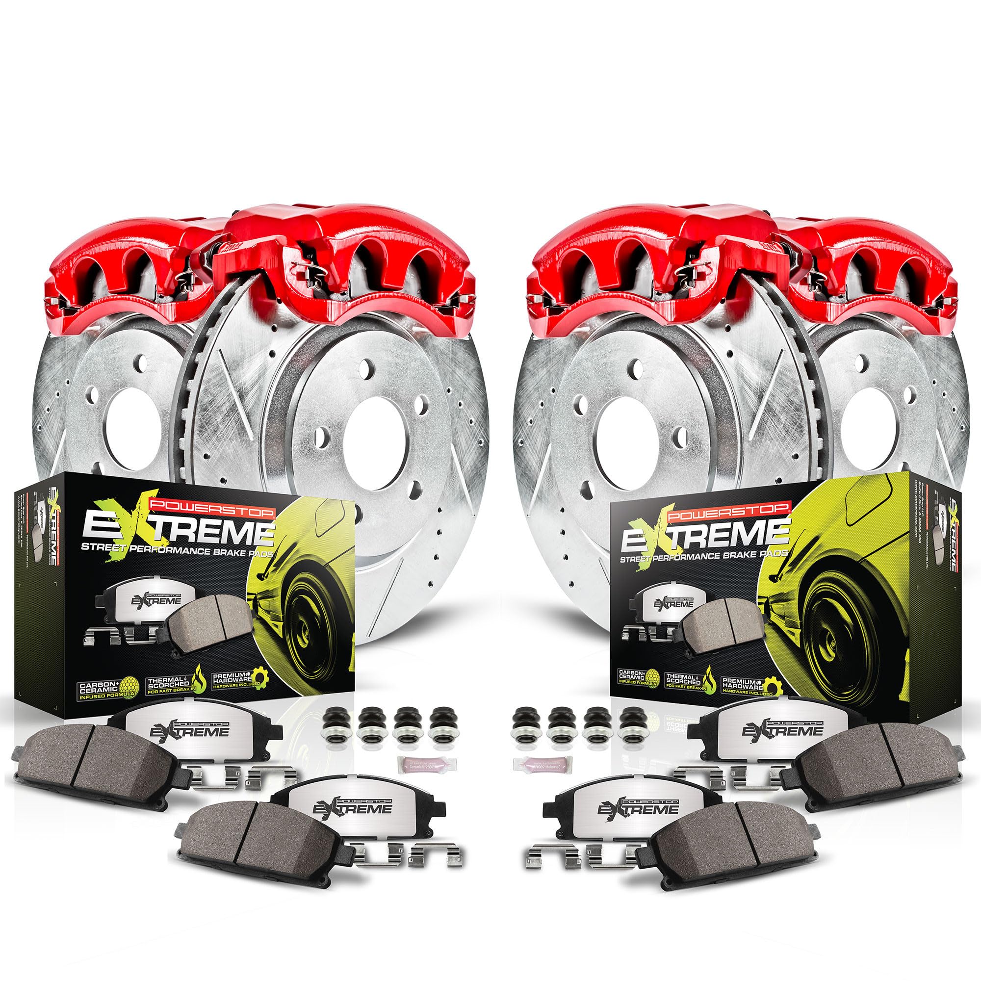 Power Stop Brake Kit For 300, Challenger, Charger, Magnum [Model Specific] Z36 Truck & Tow Front And Rear Caliper Kit-Drilled/Sl