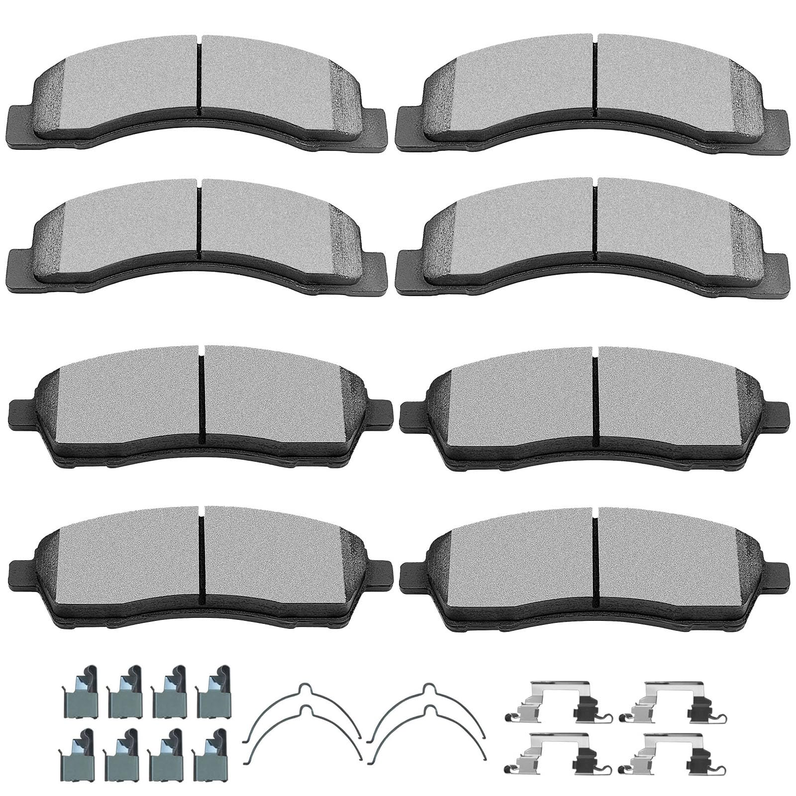 Scitoo D824 D757 Front Ceramic Rear Semi-Metal Brake Pad Sets - Fit For Ford Excursion 2000-2005, F-250 Super Duty 1999-2004, F-