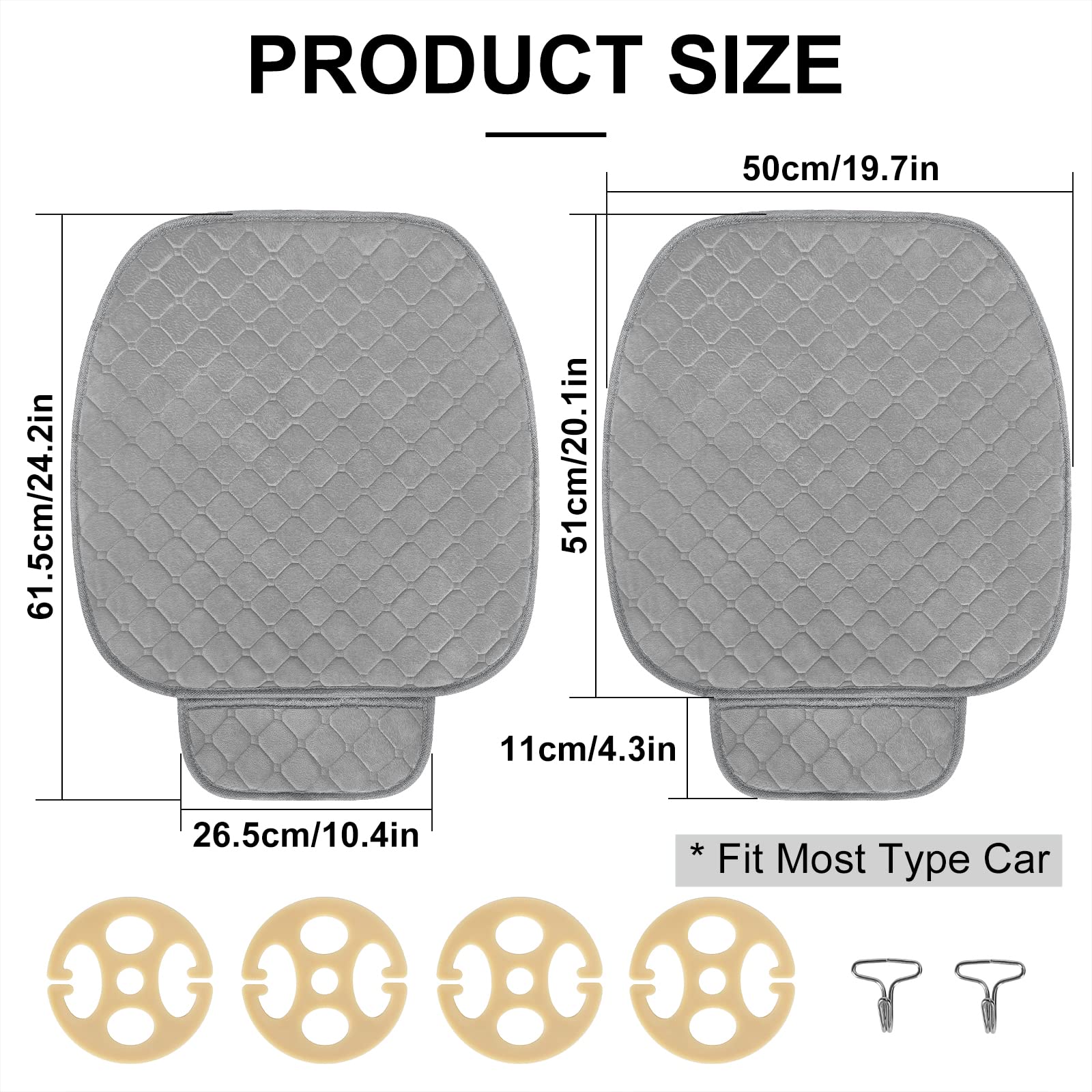 Surpassme Comfortable Car Seat Covers Universal Front Seat Coves For Car Accessories With Storage Pockets, Padded Car Interior C