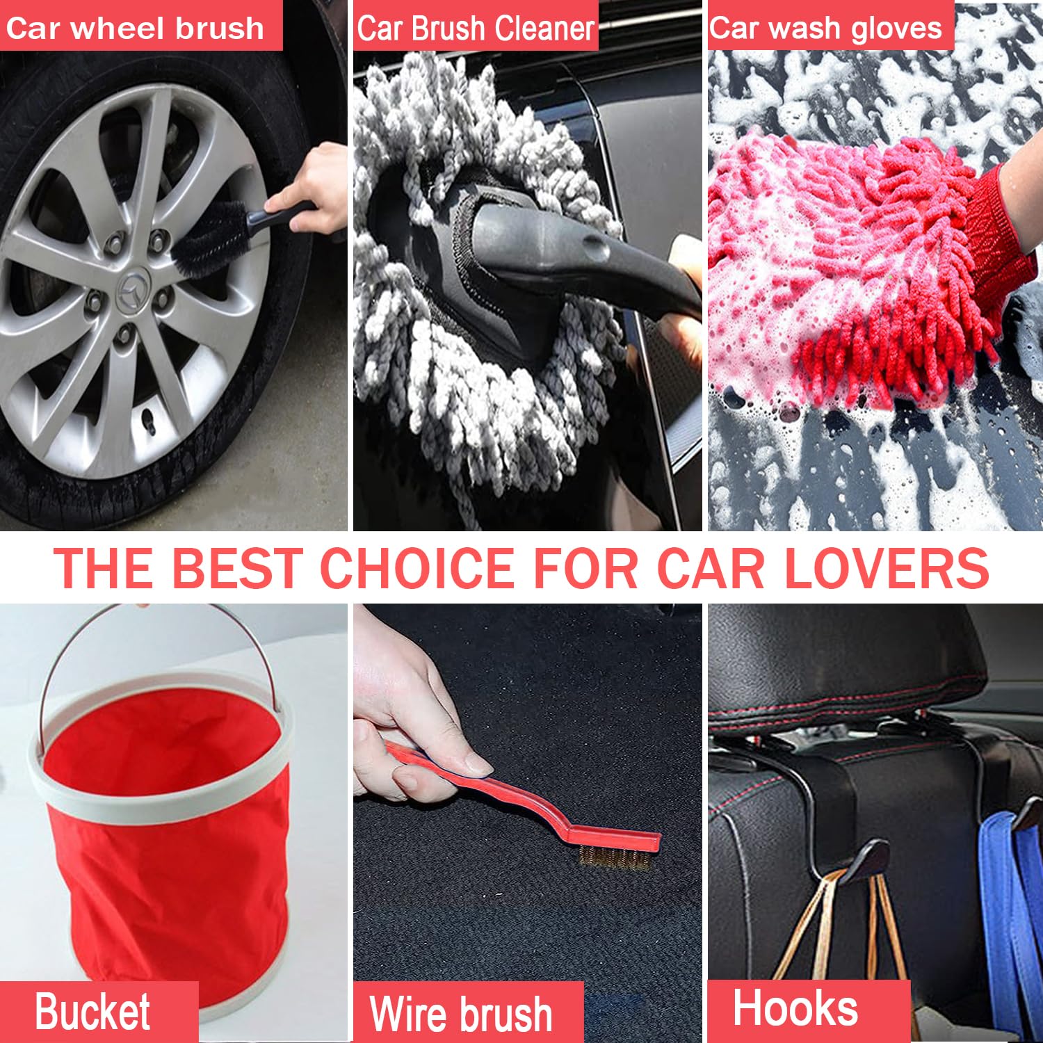 Lianxin Car Wash Kit - Car Cleaning Kit,Car Wash Kit With Foam Gun, Microfiber Sponge And Towels,Tire Brush, Collapsible Bucket,