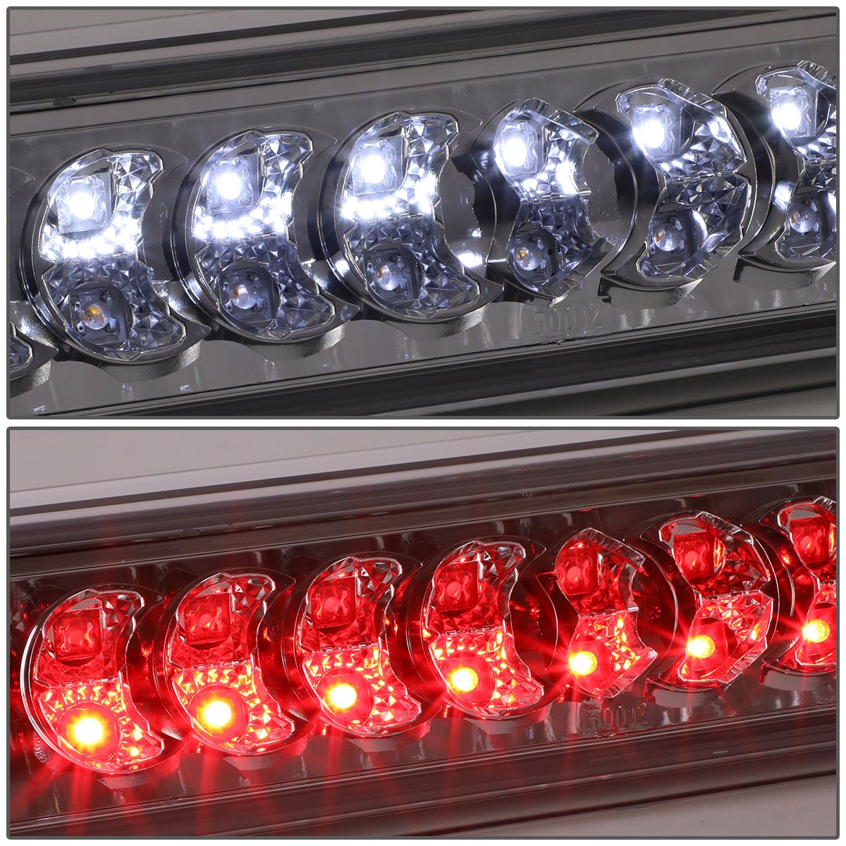 Auto Dynasty Compatible With Dodge Ram Abs Plastic Two Dual Row Led Third 3Rd Brake Light Clear Lens - 3Rd Gen Dr/Dh / D1 /Dc/Dm