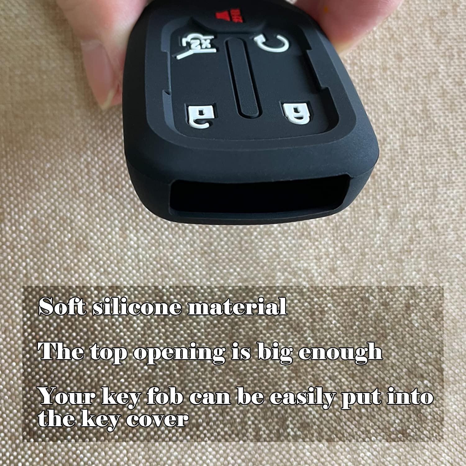 Tandrive Key Fob Cover For 2024-2017 Gmc Acadia Terrain Denali, Sierra Chevy Silverado, Silicone, Black And Purple