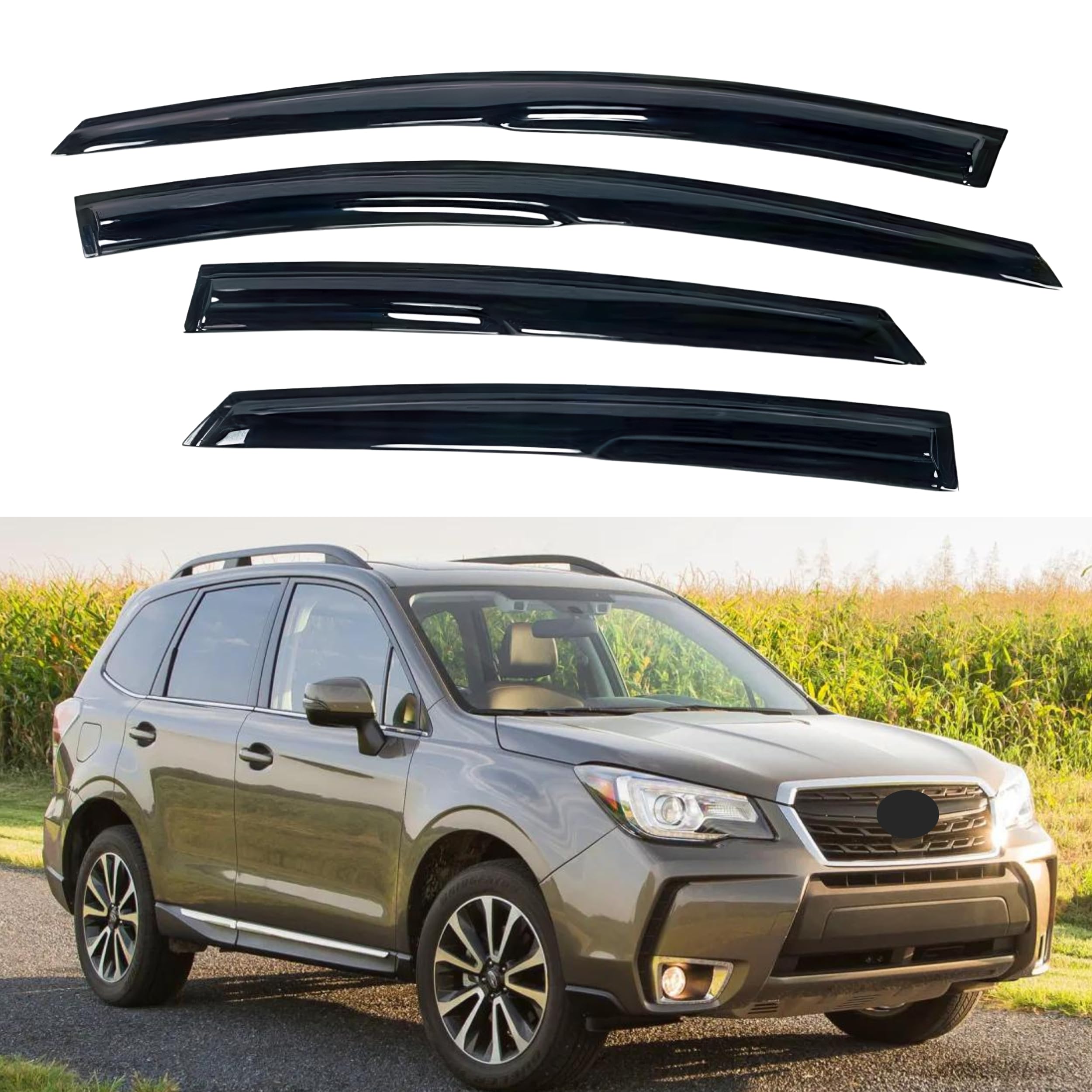 Ig Window Visor For Subaru Forester 2014-2018, Rain Guard Tape-On Extra Durable Sun Wind Side Vent Window Deflector Mugen Style,
