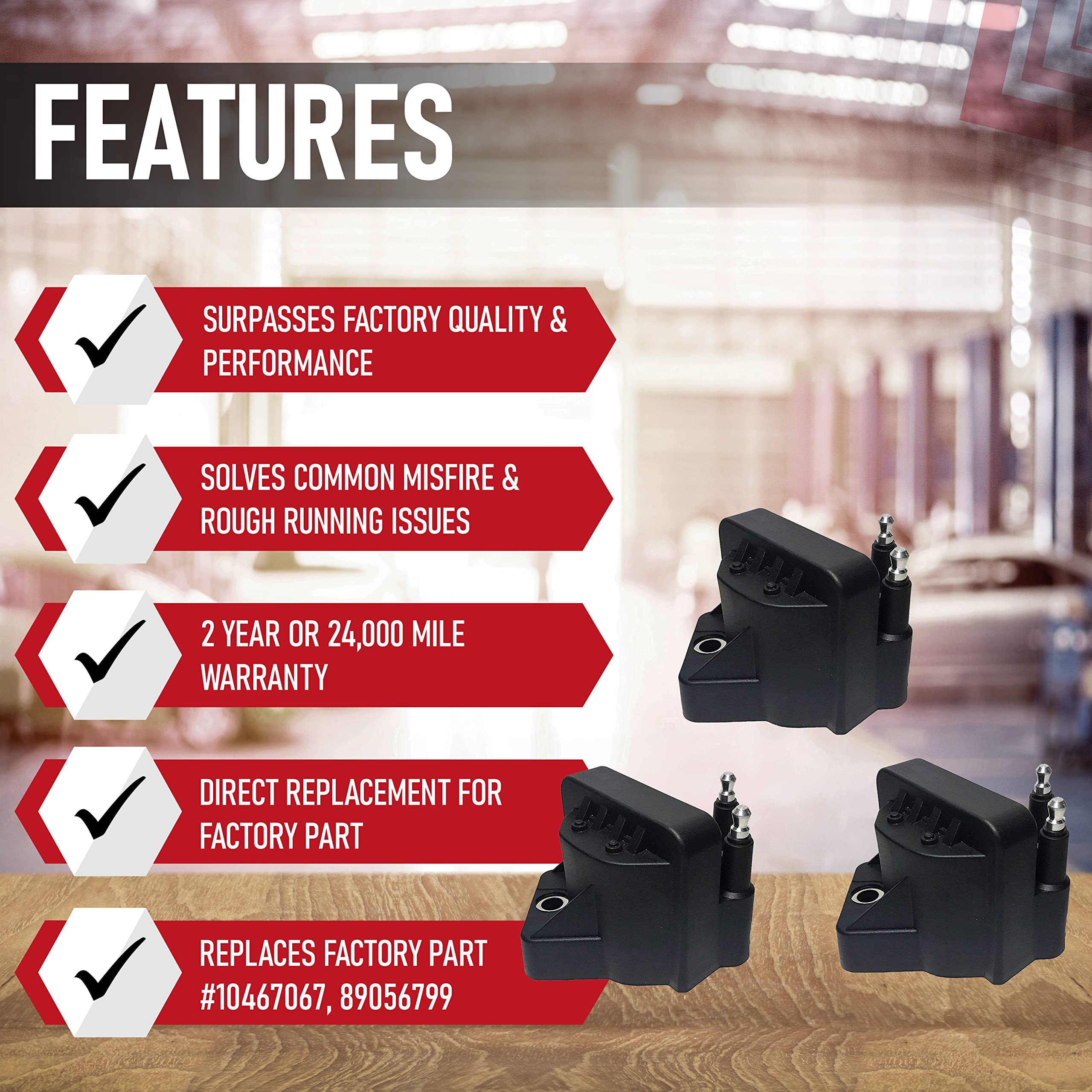 Ignition Coil Pack Set Of 3 - Replaces 10472401, 10467067, D555, 89056799, C849 - Compatible With Chevy, Buick, Cadillac & Other