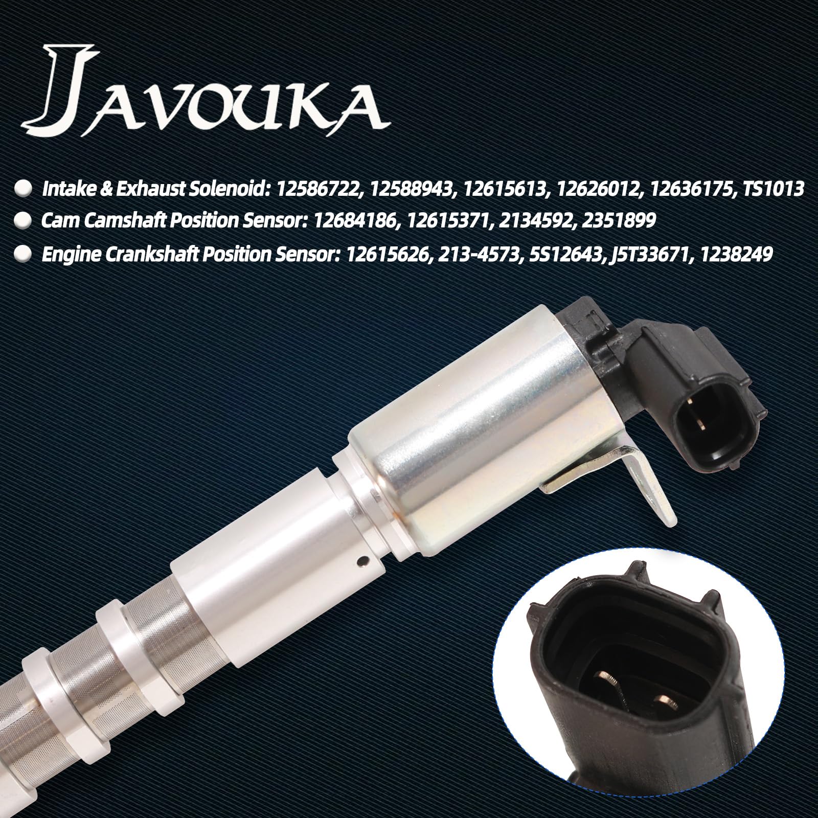 Intake+Exhaust Engine Variable Valve Timing (VVT) Solenoid+Camshaft Sensor+Engine Crankshaft Sensor Kit, for Buick, for Cadillac