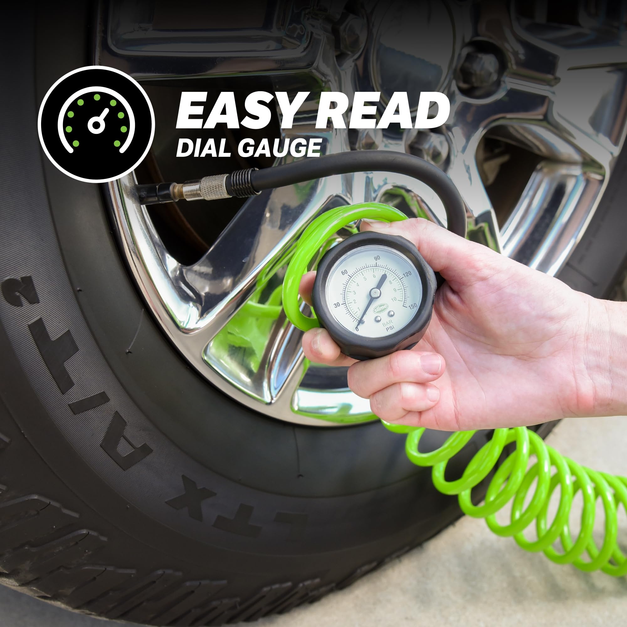 Slime 40026 Tire Inflator, Portable Car, SUV, 4x4 Air Compressor, Heavy Duty, 2x Pro Power, Heavy Duty, with Analog 150 psi Dial