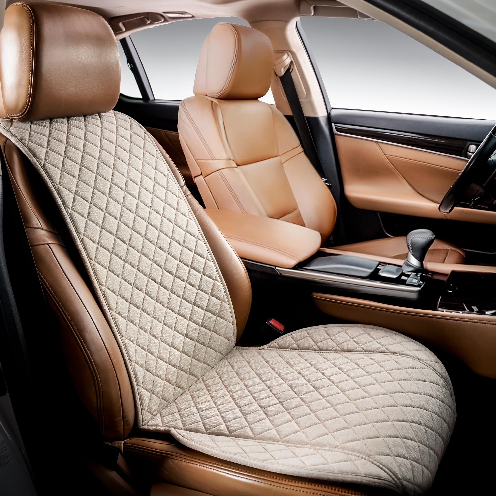 Ivicy Linen Car Seat Cover For Cars - Soft & Non-Slip - Front Car Seat Protector Covers For Most Automotive, Vans, Suvs, Trucks