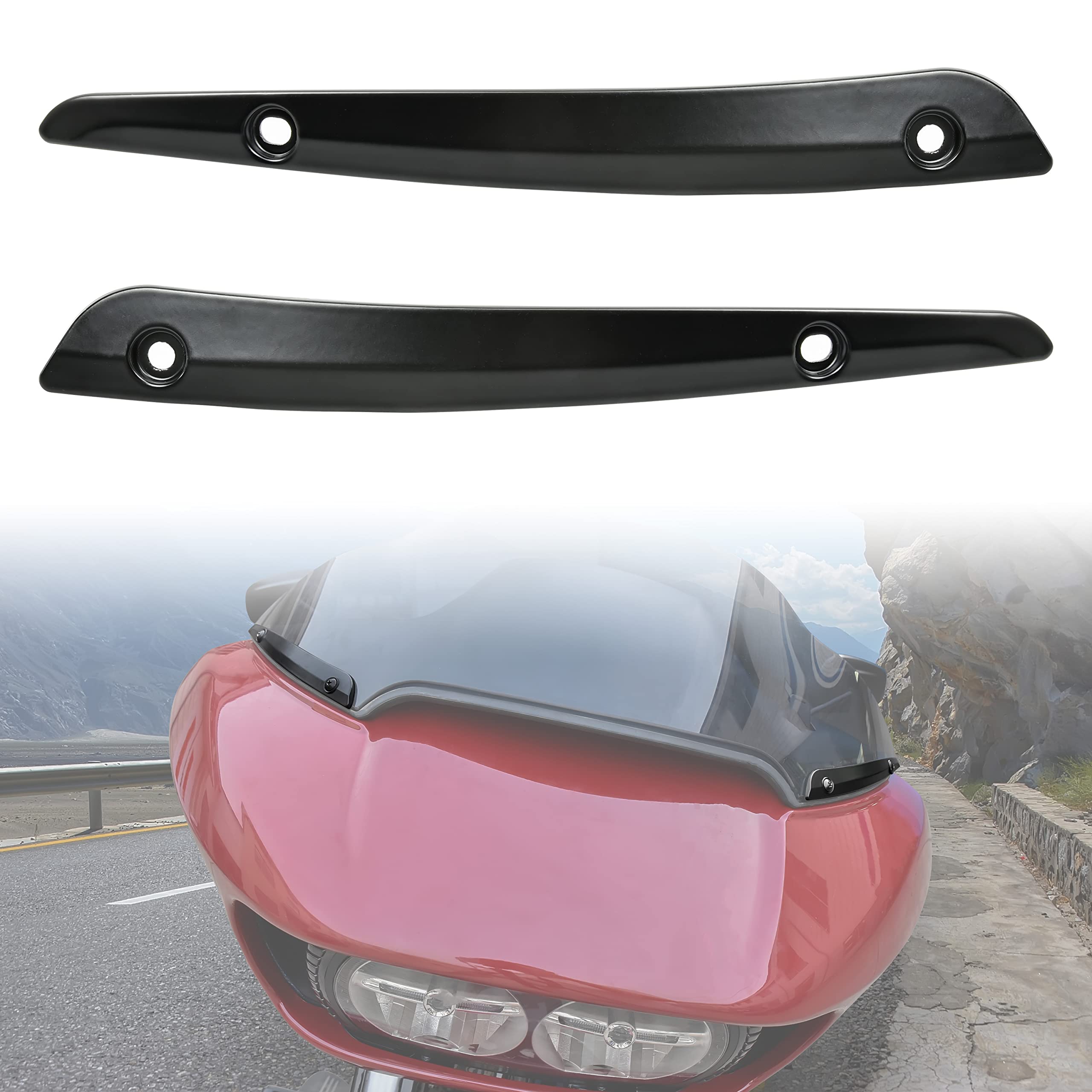 Veisutor Motorcycle Windshield Side Trim For Harley Road Glide, Motorcycle Split Front Windscreen Side Trim For Harley Road Glide Ultra Fltru Fltrx Special Fltrxs 2015-2022 Accessories ( 2Pcs )