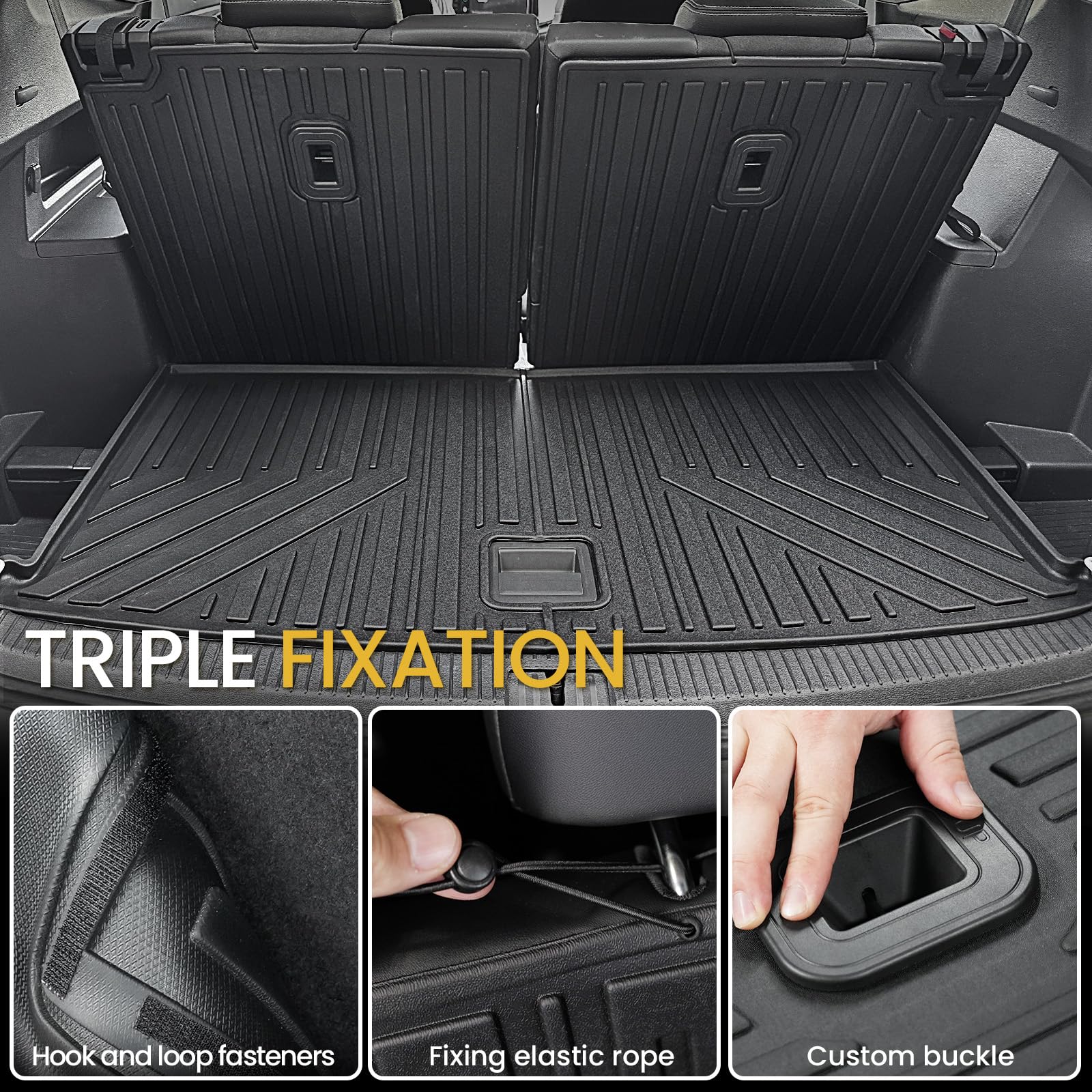 Joularise Cargo Mat With Backrest Mats For Volkswagen Vw Atlas 2018-2025 6/7 Seat Accessories(Not Fit Cross Sport), All Weather