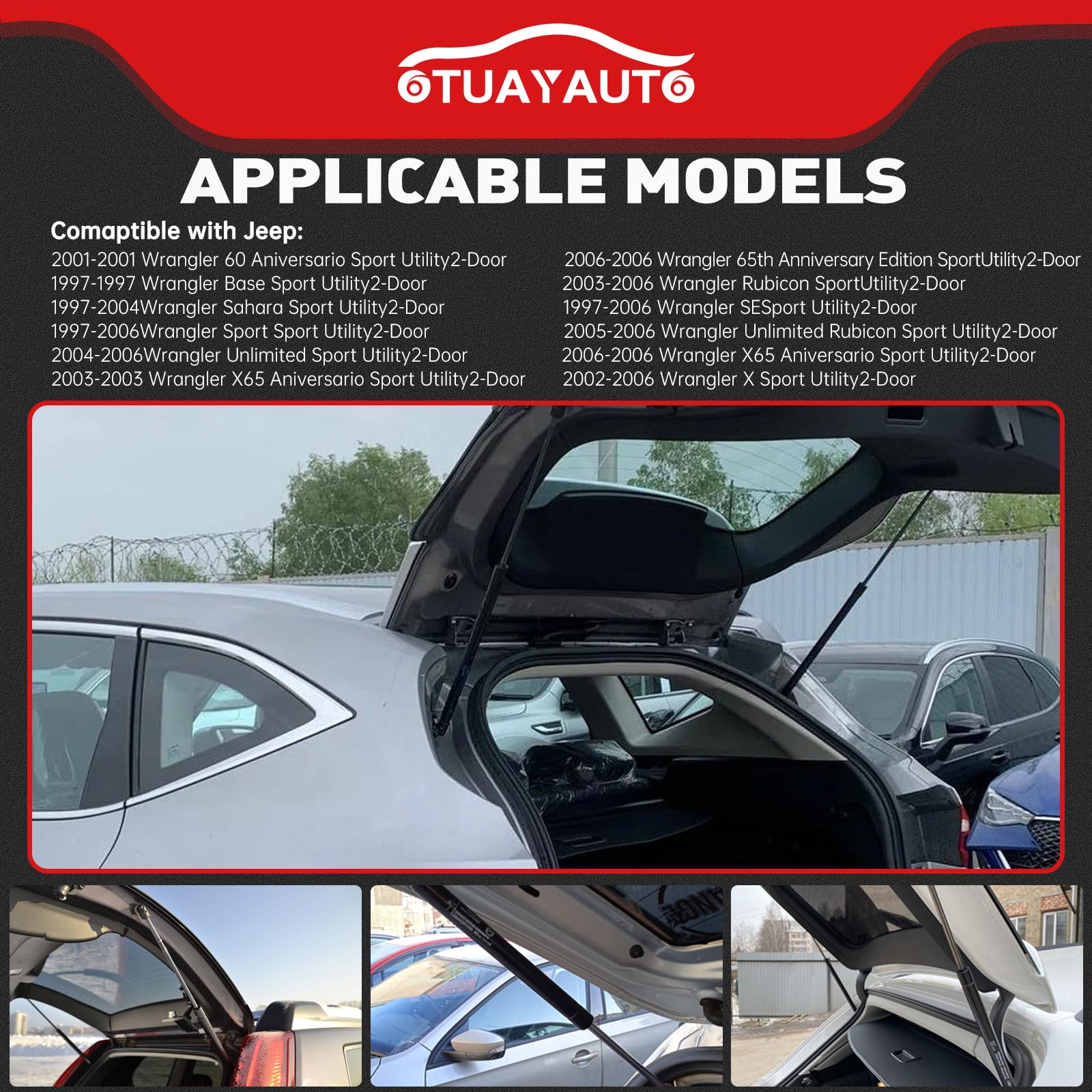 Replacement For 1997-2006 Jeep Wrangler Rear Window Shocks Struts, 55076310Ad Otuayauto Back Glass Hatch Lift Support - 2Pcs