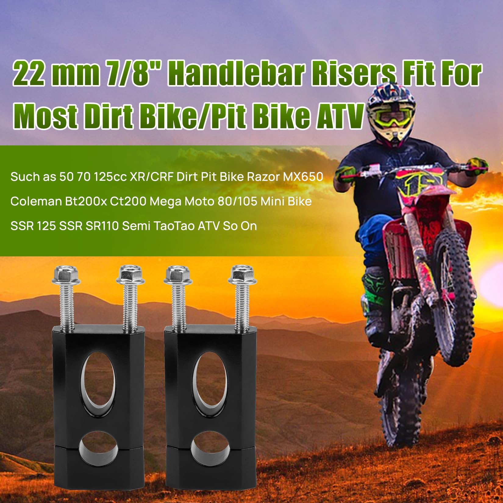 7/8'' Handlebar Risers - 7/8'' 22 mm Handlebar Mount Clamp Risers for Coleman Bt200x Ct200 SSR125 Razor MX350 MX650 Dirt Pit Bik