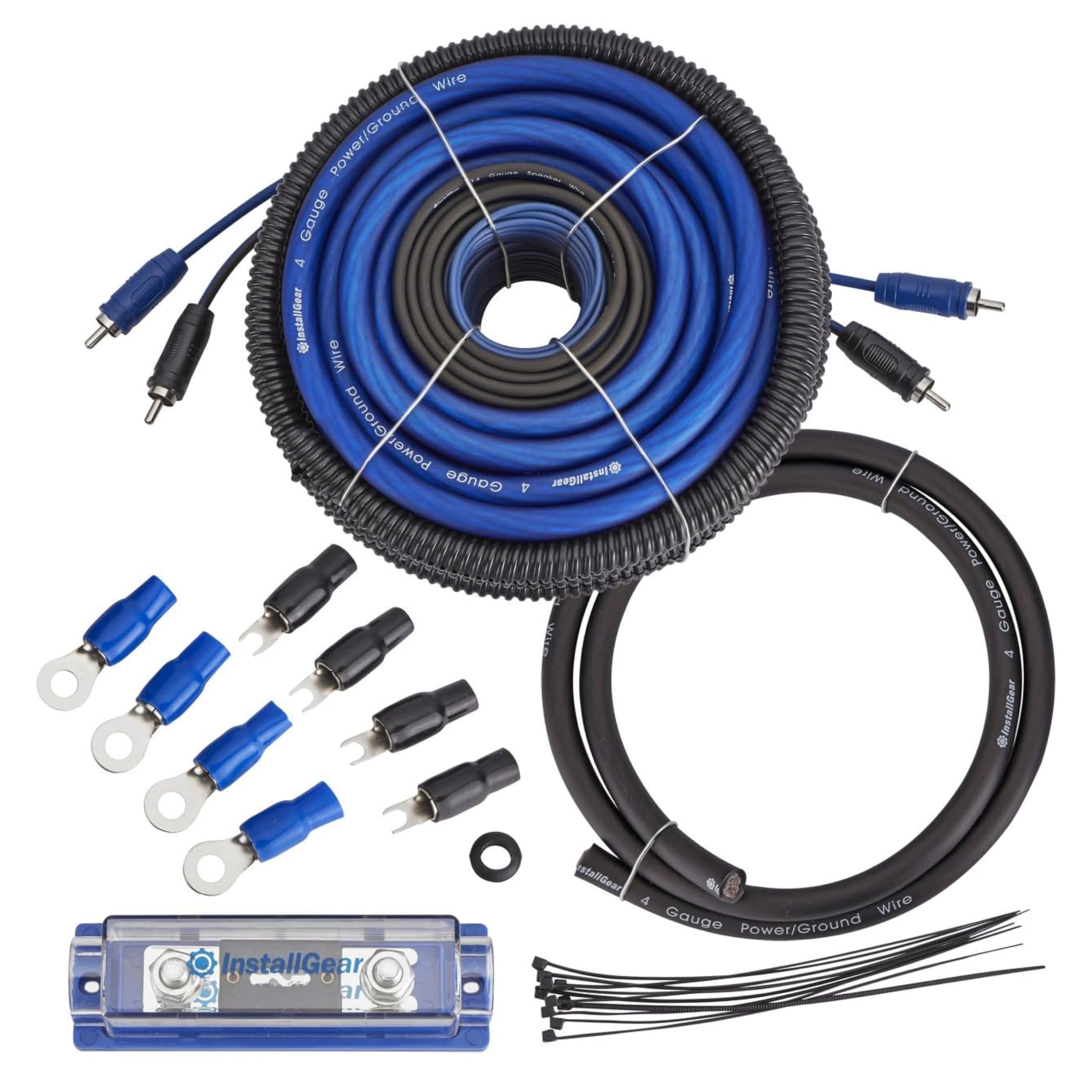 Installgear 4 Gauge Amp Wiring Kit - 17Ft Amplifier Subwoofer Wiring Kit With True Spec Cables - Power Soft Touch Wire Set For C