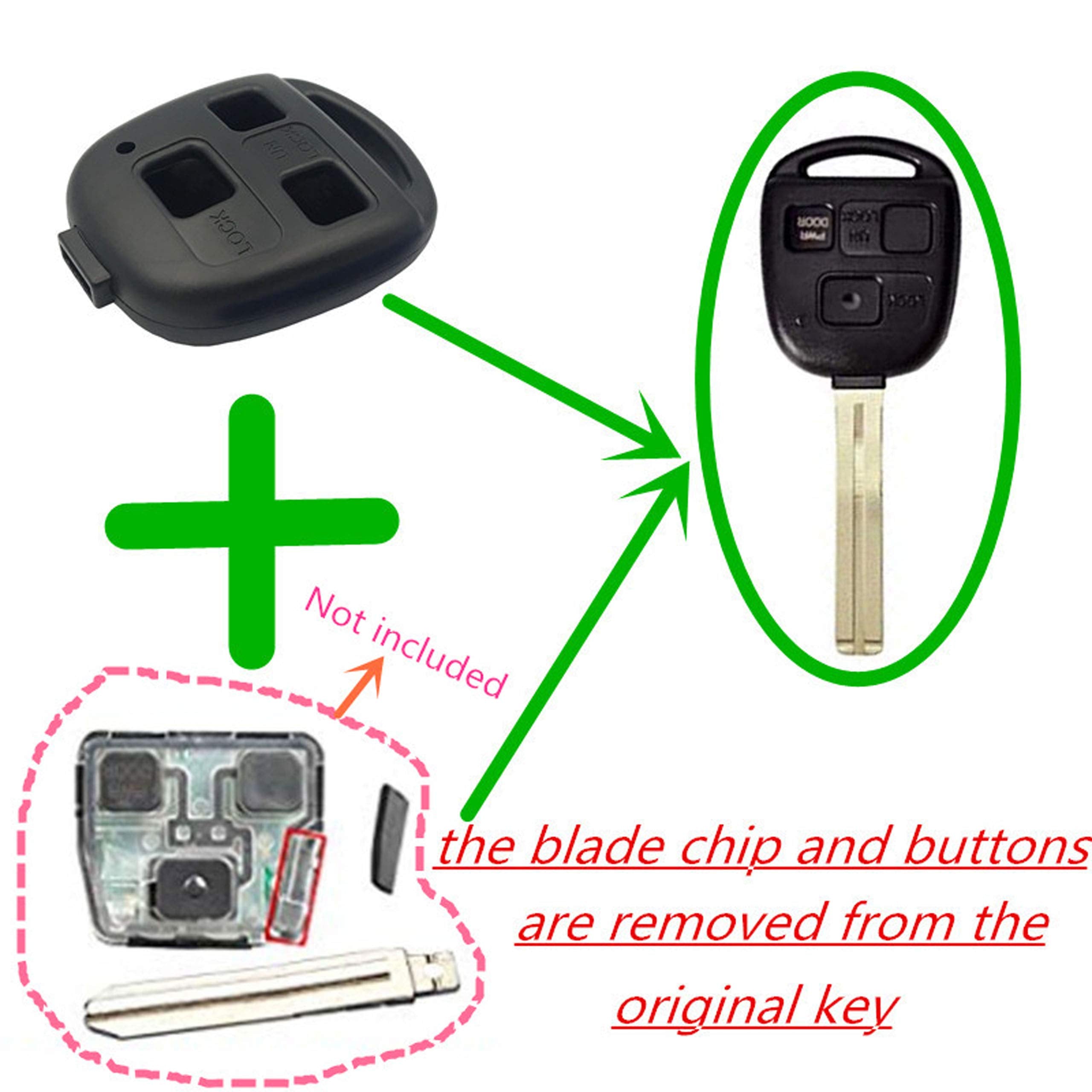Qixiubia Replacement Keyless Entry Remote Lexus Keys Housing With Screwdriver Fit For Lexus Gs300 Gs400 Gs430 Gx470 Is300 Ls400 Ls430 Lx470 Rx300 Rx330 Rx350 Rx400H Rx450H Sc430 Key Fob Case(2Pcs)