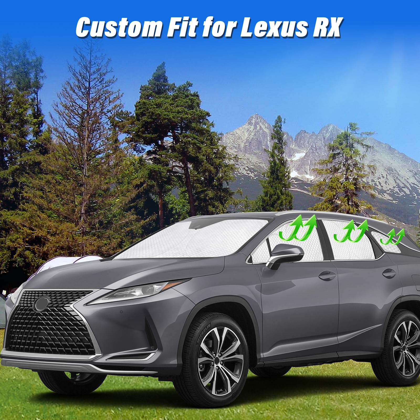 Kmf Windshield Sun Shade Replacement For Lexus Rx Accessories 2016-2022, Side Window Sun Shade Cover Sun Visor Shield Cover,Rear