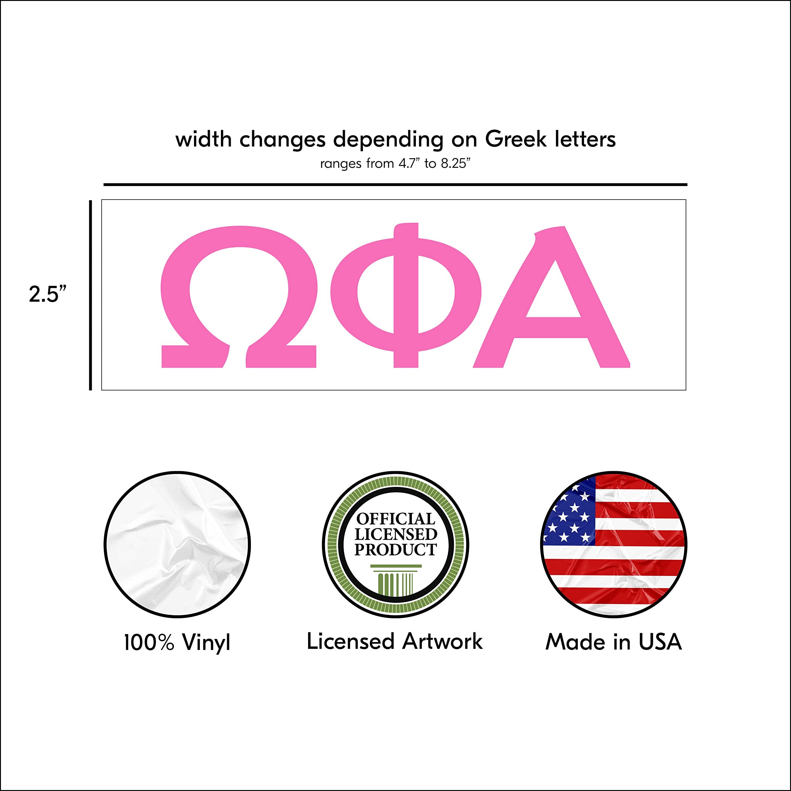 Pro-Graphx Omega Phi Alpha Greek Sorority Sticker Decal, 2.5 Inches Tall, Pink
