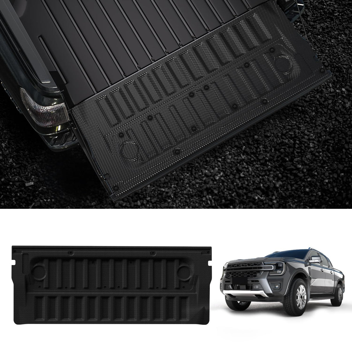 Lasfit Truck Tailgate Mat For Ford Ranger 2025 2024 5Ft Truck Bed All Weather Protector Tpe Tailgate Liner,1Pc Black