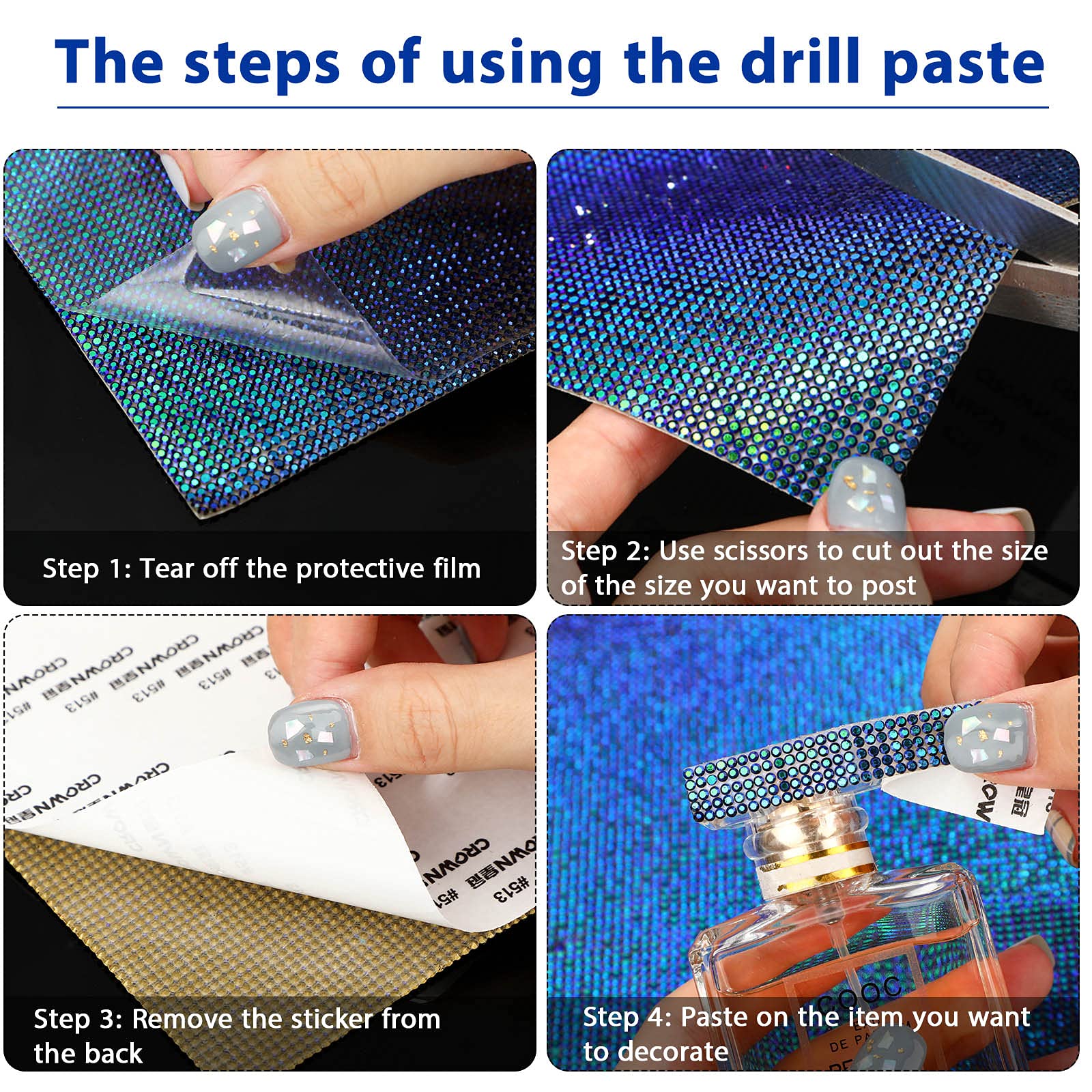 Outus 12000 Pcs Bling Bling Rhinestone Sheet Rhinestones Sticker Diy Car Decoration Sticker Self Adhesive Glitter Crystal Gem St