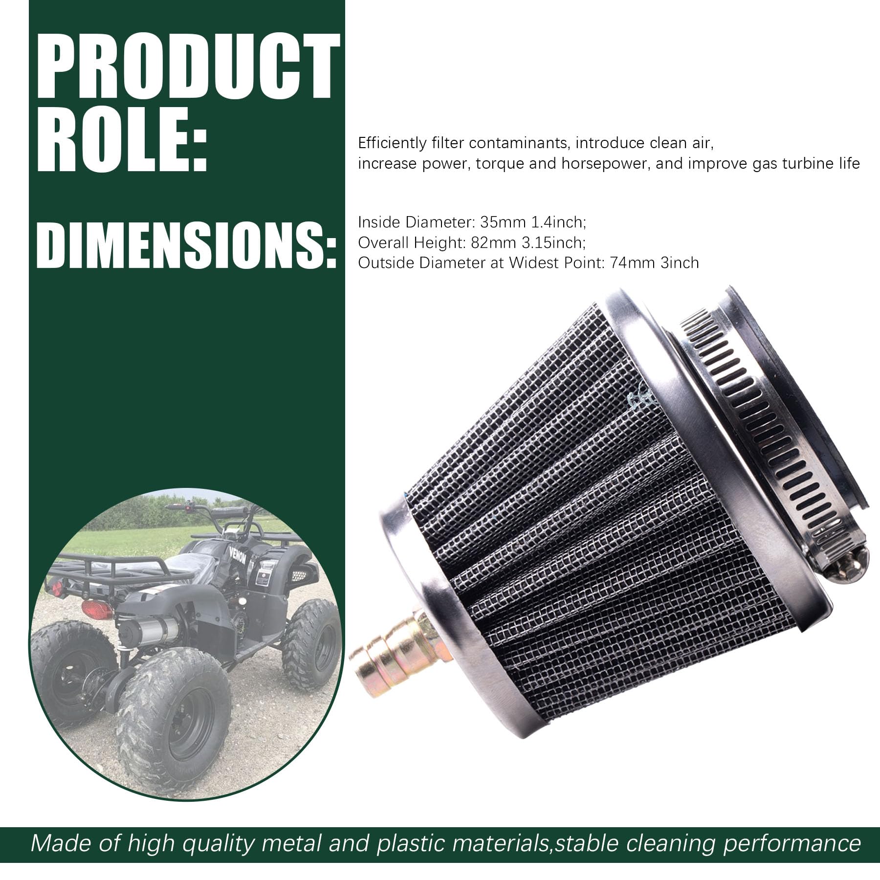 Ciom 35Mm Air Filter For 50Cc 70Cc 90Cc 110Cc 125Cc 150Cc Atv Quad Dirt Bike Pit Bike Dune 4 Wheeler Buggy