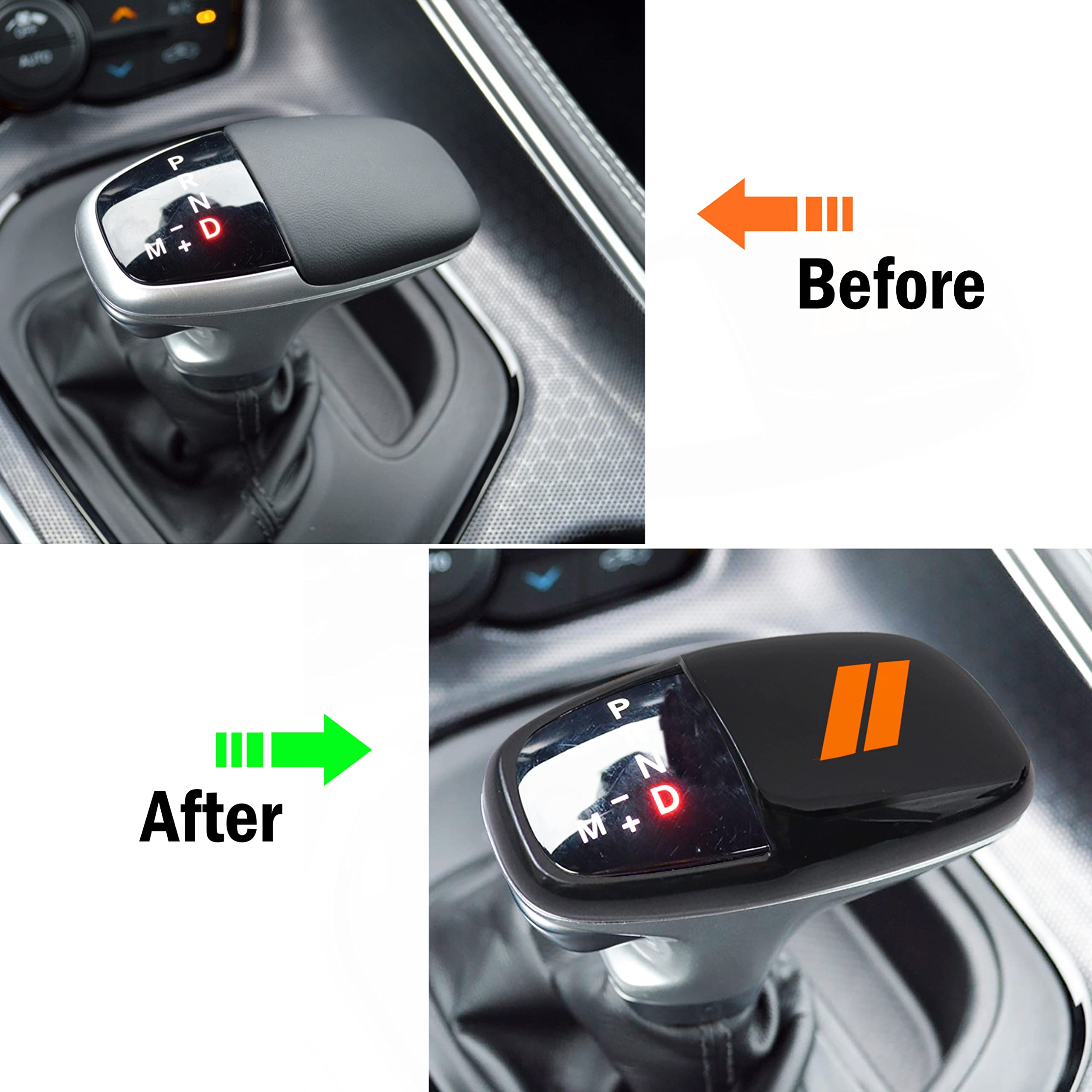 Senshine Gear Shift Knob Head Cover For Dodge Charger Challenger Accessories 2015-2023 2024 Durango 2016-2024 Abs Interior Shell Insert Decoration Protector Gear Shifter Cover (Orange Trim)
