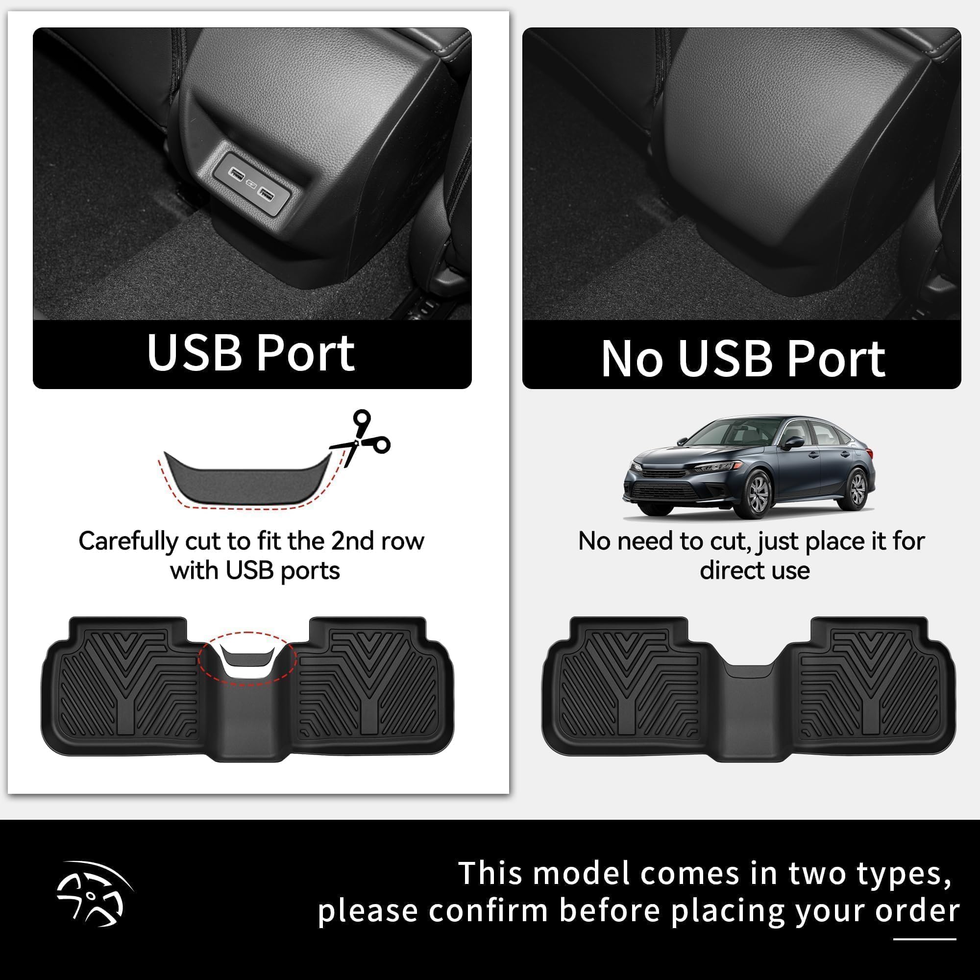 Yitamotor Floor Mats Compatible With 2022-2025 Honda Civic All Weather Car Liners 1St & 2Nd Row Set, Tpe All-Weather Floor Liner