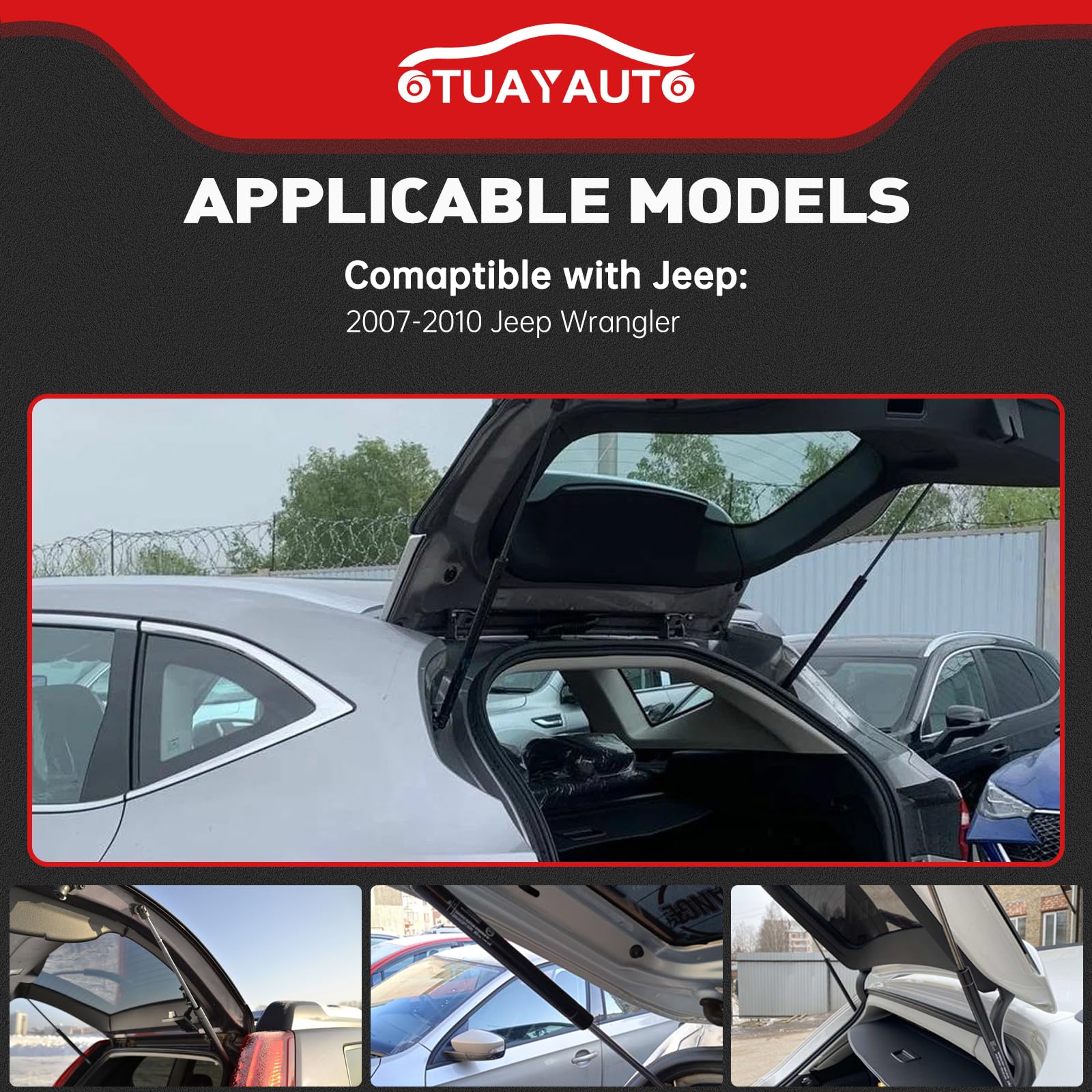 Otuayauto Rear Window Lift Supports - Replacement For Jeep Wrangler 2007-2010 Rear Glass Struts - Oem # 6602 Sg214054 (Set Of 2)