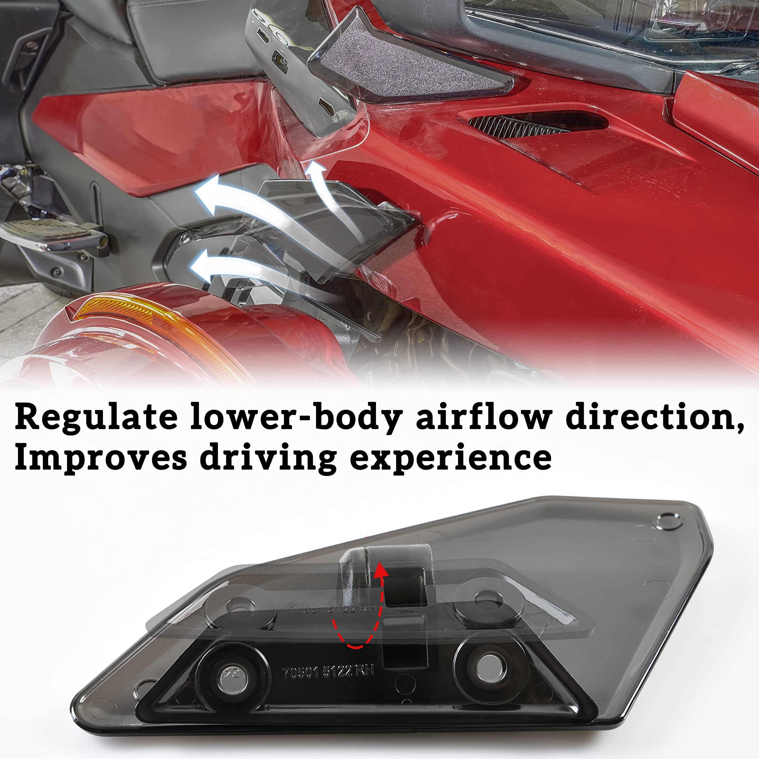 Sautvs Adjustable Side Air Deflectors (Lower) For Can Am Spyder Rt 20-24, Side Wind Deflectors (Lower) Windshields Wings For Can-Am Spyder Rt 2020-2024 Accessories (2Pcs, Replace #219401088)