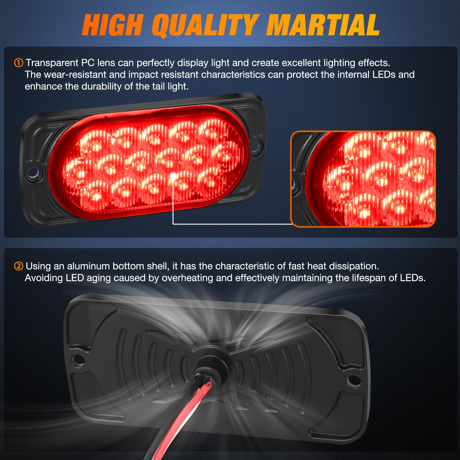 Nilight 4.4 Inch Aluminum Housing Tail Light 2 Pcs 16 Led Red Running Brake Turn Signals Marker Lights Surface Mount Ip67 Waterp