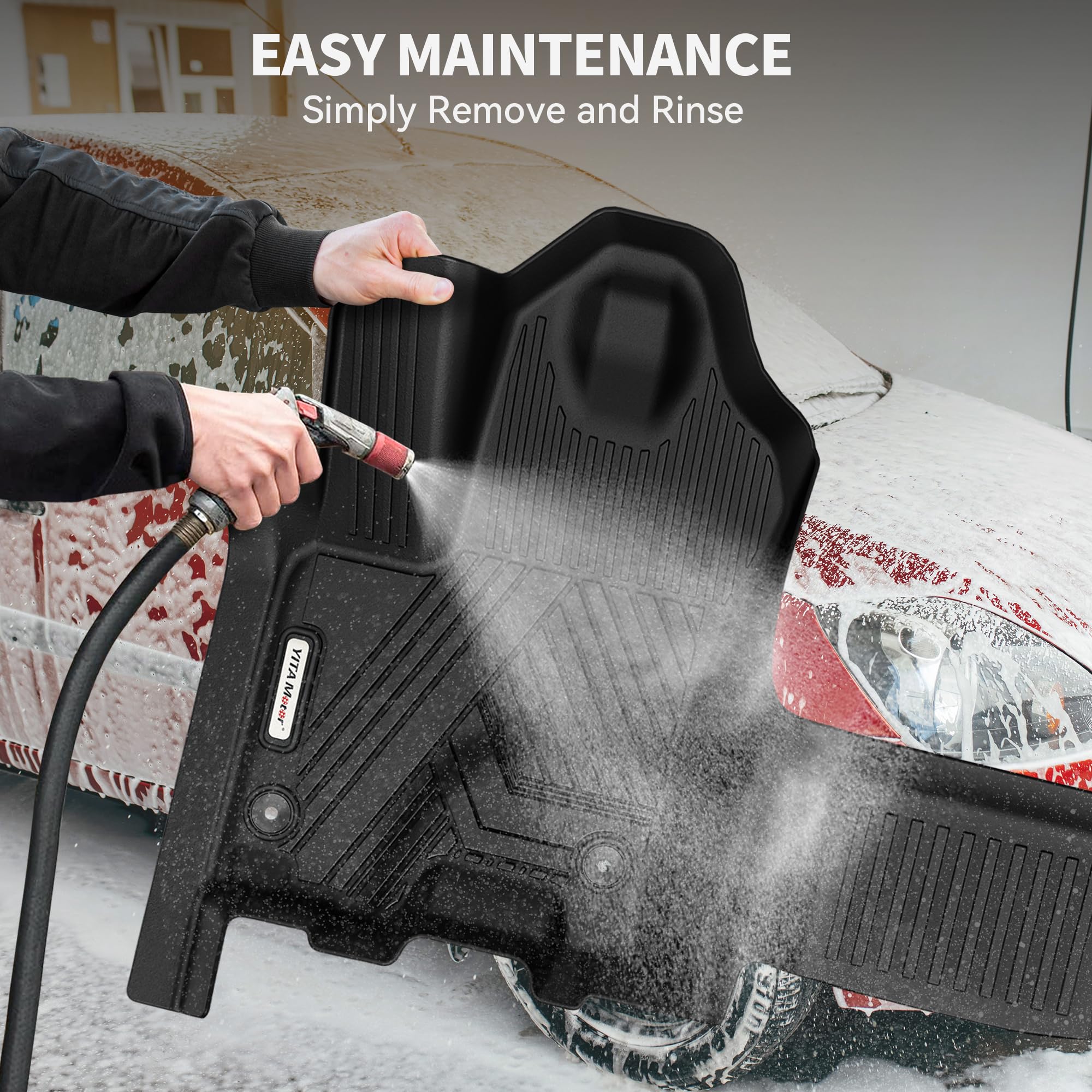 YITAMOTOR Floor Mats Fits for 2025 Ram 1500 Quad Cab 1st Row Bench Seat, All Weather TPE Custom Fit Car Mats Ram 1500 Floor Line