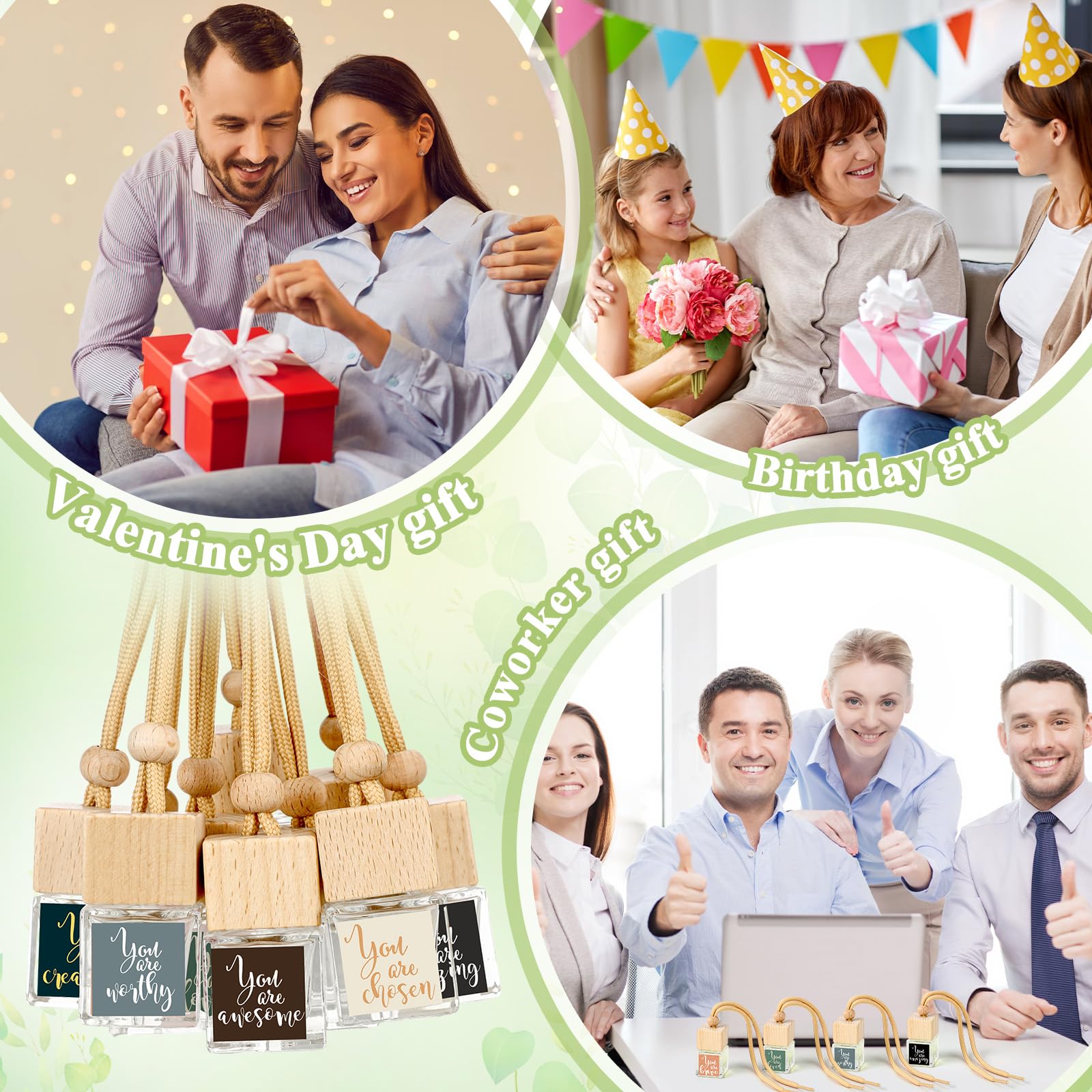 Teenyyou 20 Pcs Thank You Gift Bulk Car Air Freshener Diffuser Hanging Ornament Empty Glass Essential Oil Diffuser Employee Teac