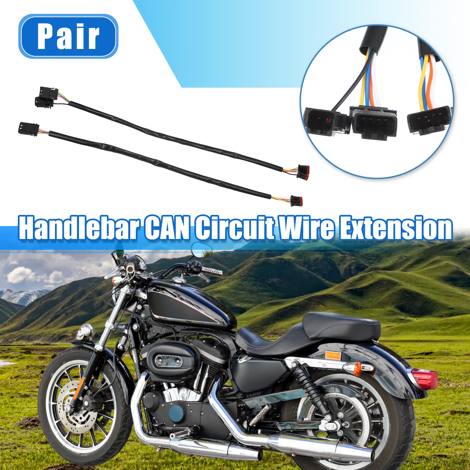 X Autohaux 14 Inch Handlebar Can Bus Circuit Wire Extension Harness For Harley Davidson Softail Dynas Electra Glide Road Glide Sportster Handlebar Wire Extension Switch Wiring Harness