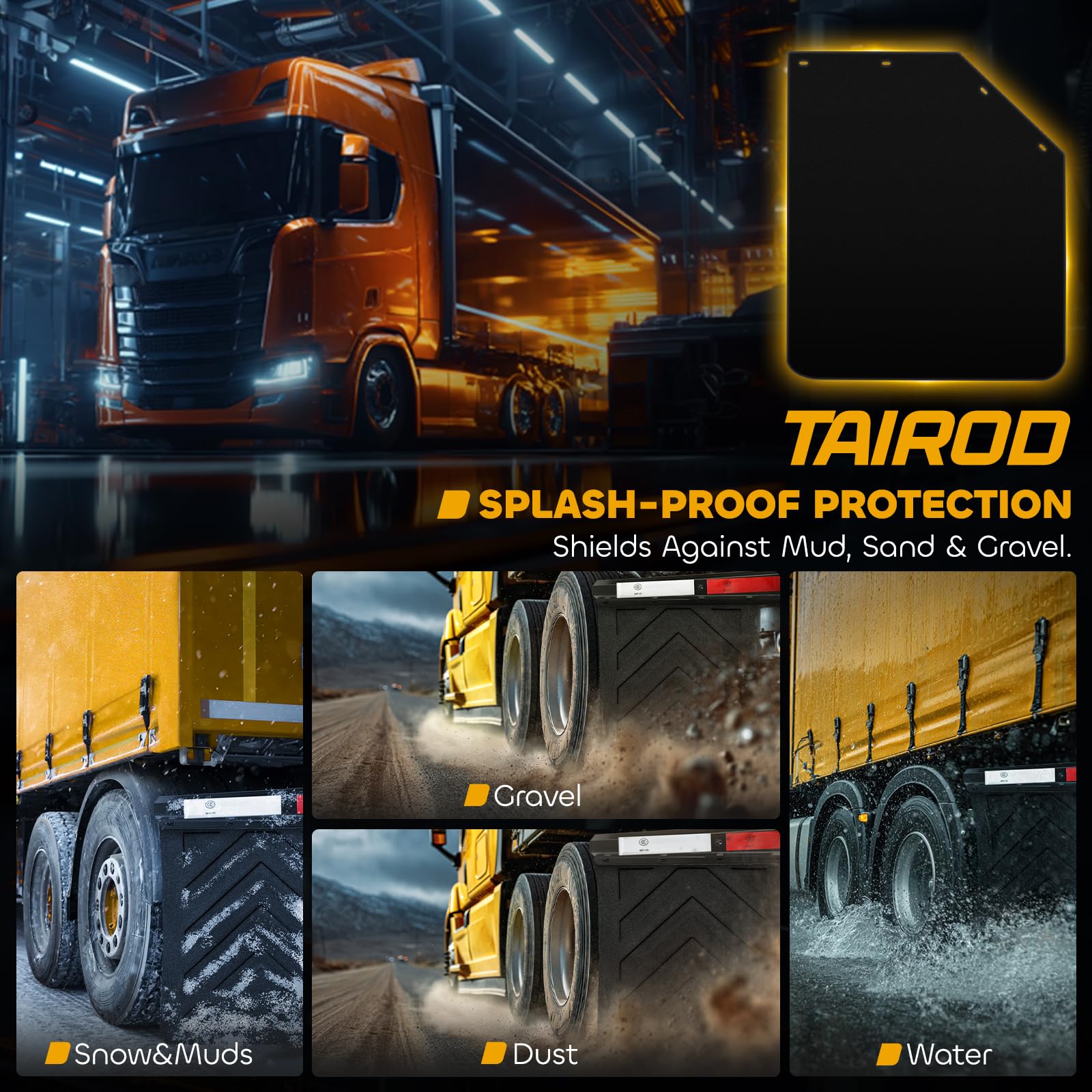 TAIROD 2024 New Upgrade Mud Flap for Semi Truck/Trailer, Black Universal Heavy Duty Rubber MudFlaps, 24x30 inch 2 Pack