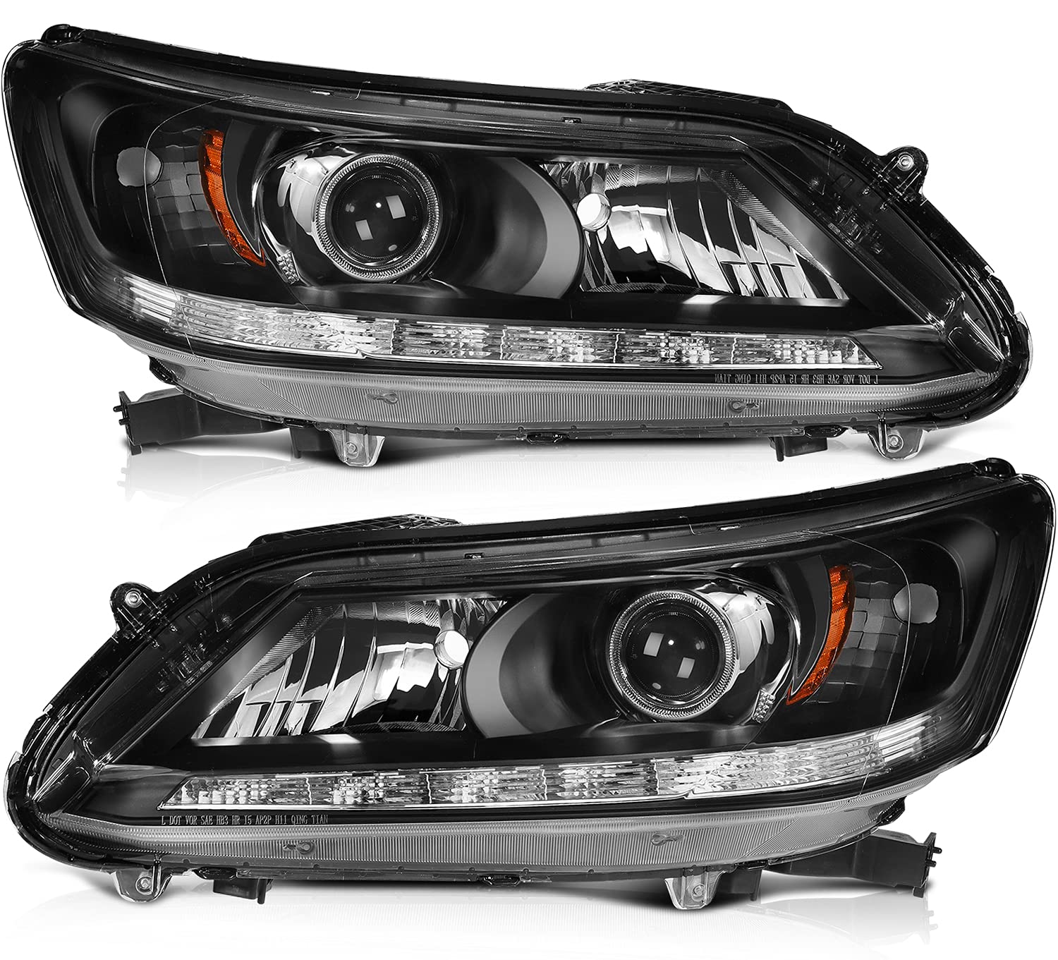 OCPTY Compatible For Acura RSX 2002-2004 Headlight Headlamps Black Housing Amber Reflector