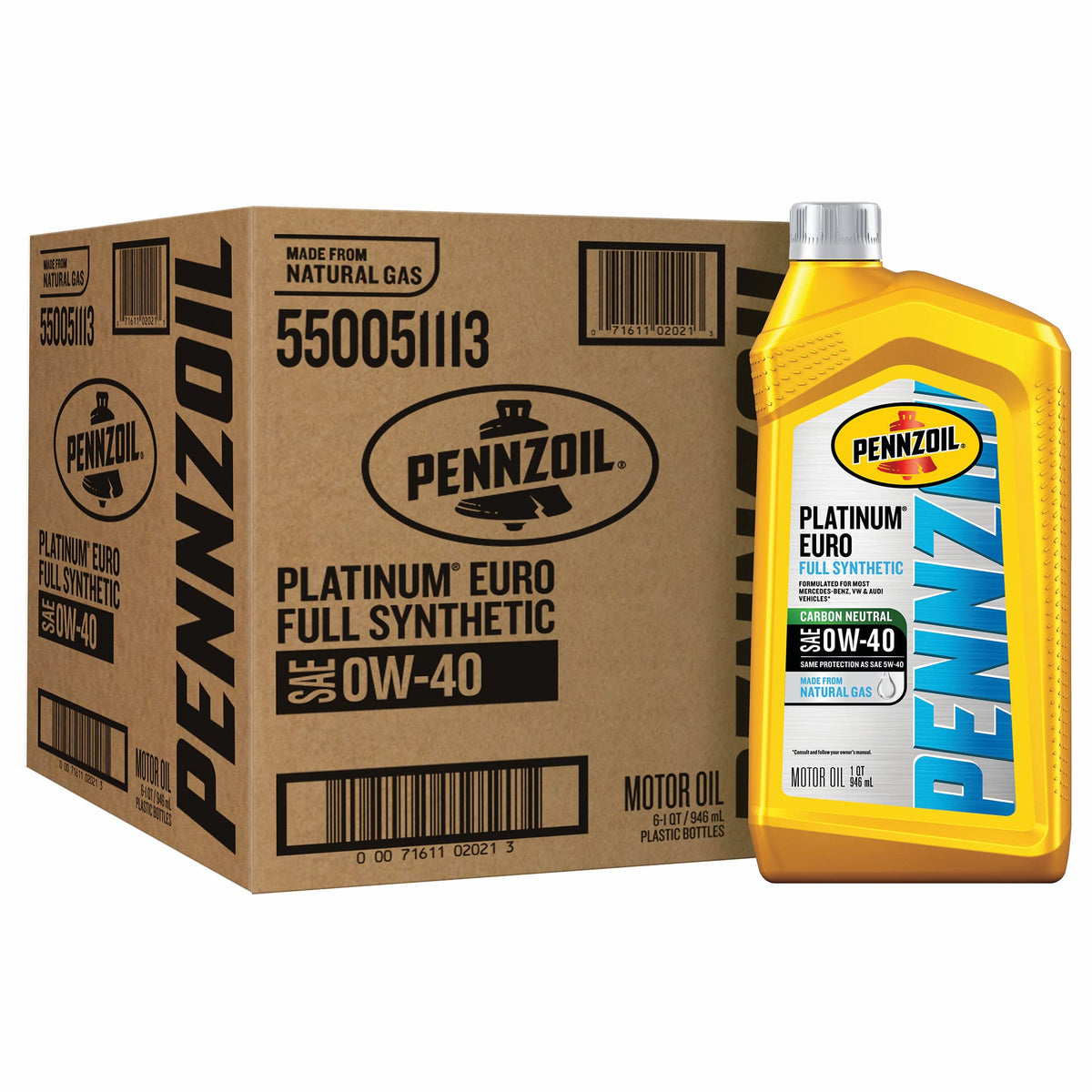 Pennzoil Platinum Euro Full Synthetic 0W-40 Motor Oil (1-Quart, Case Of 6)