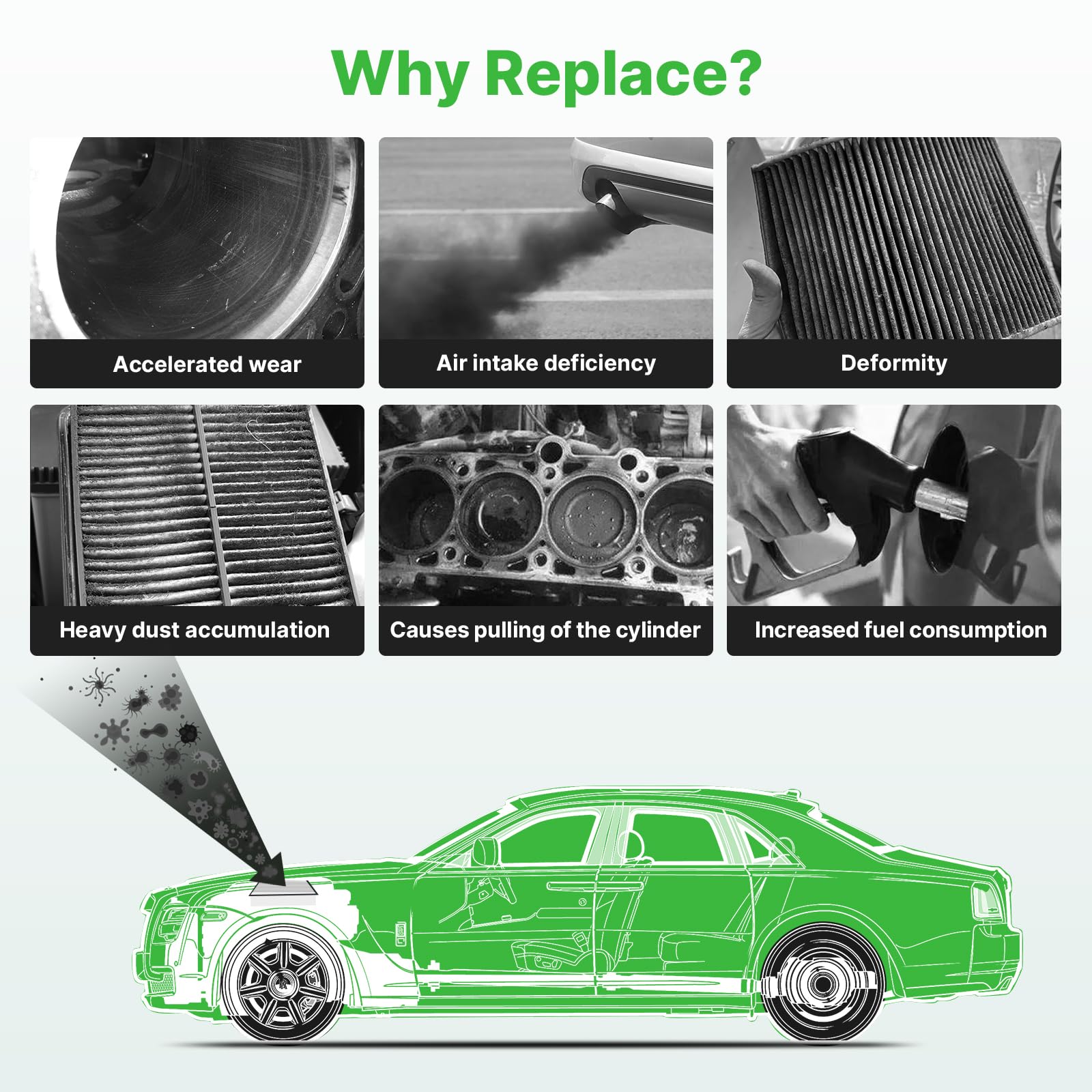 RVgolf 2PCS Engine Air Filter Fit for 2012 2013 2014 Honda CR-V (2.4L) Air Filter Replacement Engine Filter Accessories# CA11258