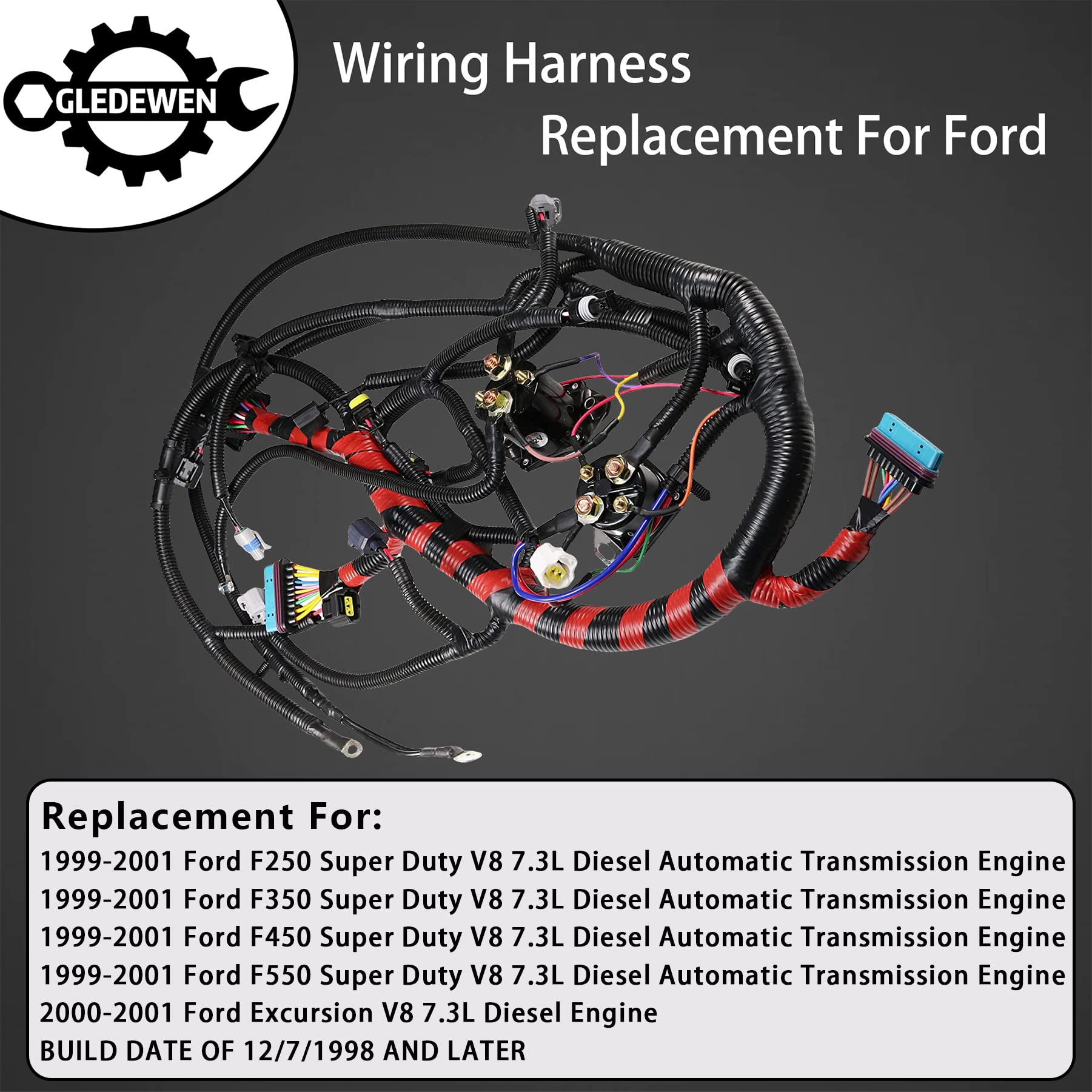 Engine Wiring Harness, Compatible with 1999 2000 2001 Ford F250 F350 F450 F550 Super Duty, 2000 2001 Ford Excursion with 7.3L Di