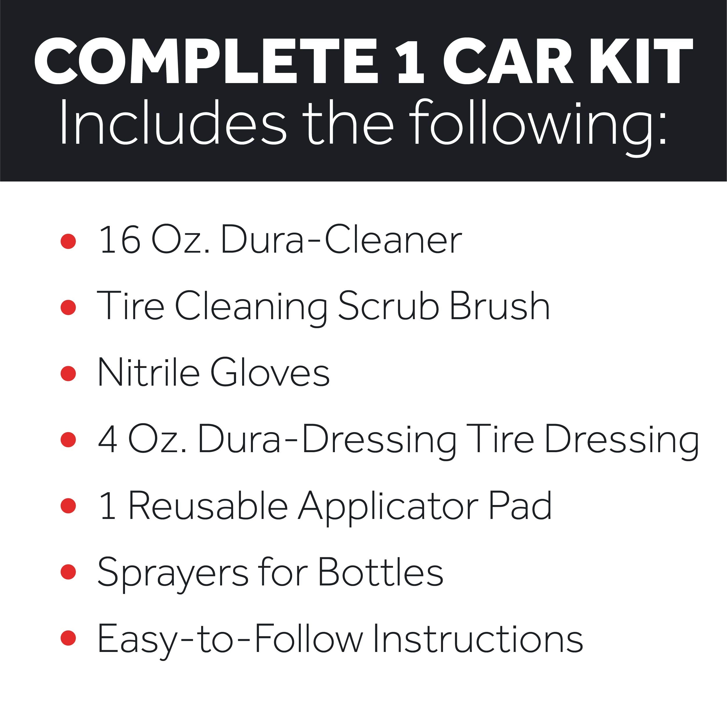 DURA-COATING TECHNOLOGY Dura-Dressing Total Tire Kit - Single Car Tire Dressing & Cleaning Kit Made in USA for a Perfect Shine