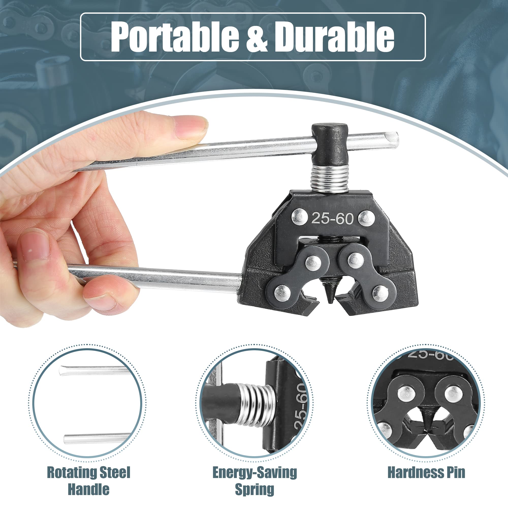 Motoforti Roller Chain Tools Kit 25-60 Chain Detacher Breaker Cutter Tool Roller Chain Puller Holder Connecting For Bicycle Bike Motorcycle Go Kart Atv Chains Replacement Carbon Steel Black