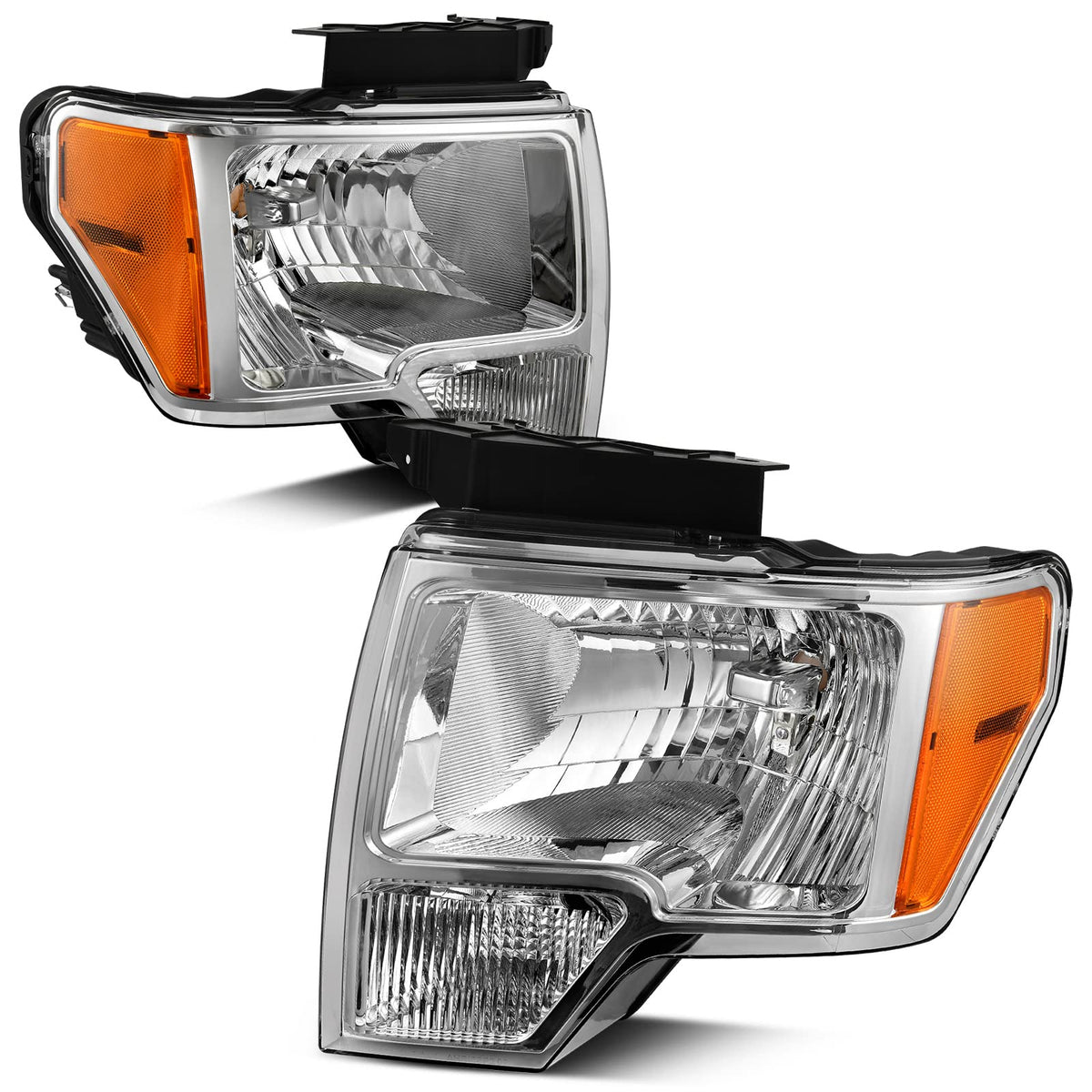 Autosaver88 Headlight Assembly Compatible With 2009-2014 Ford F150 Pickup Oe Direct Replacement Headlamp Chrome Housing Clear Le