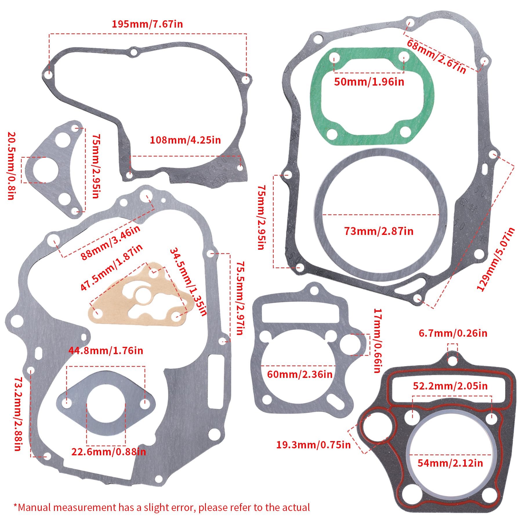 OTOHANS AUTOMOTIVE Gasket Set Compatible with Chinese Honda Engine 110cc 125cc Taotao ATV Dirt Bike Go Kart Quad 4 Wheeler Dune